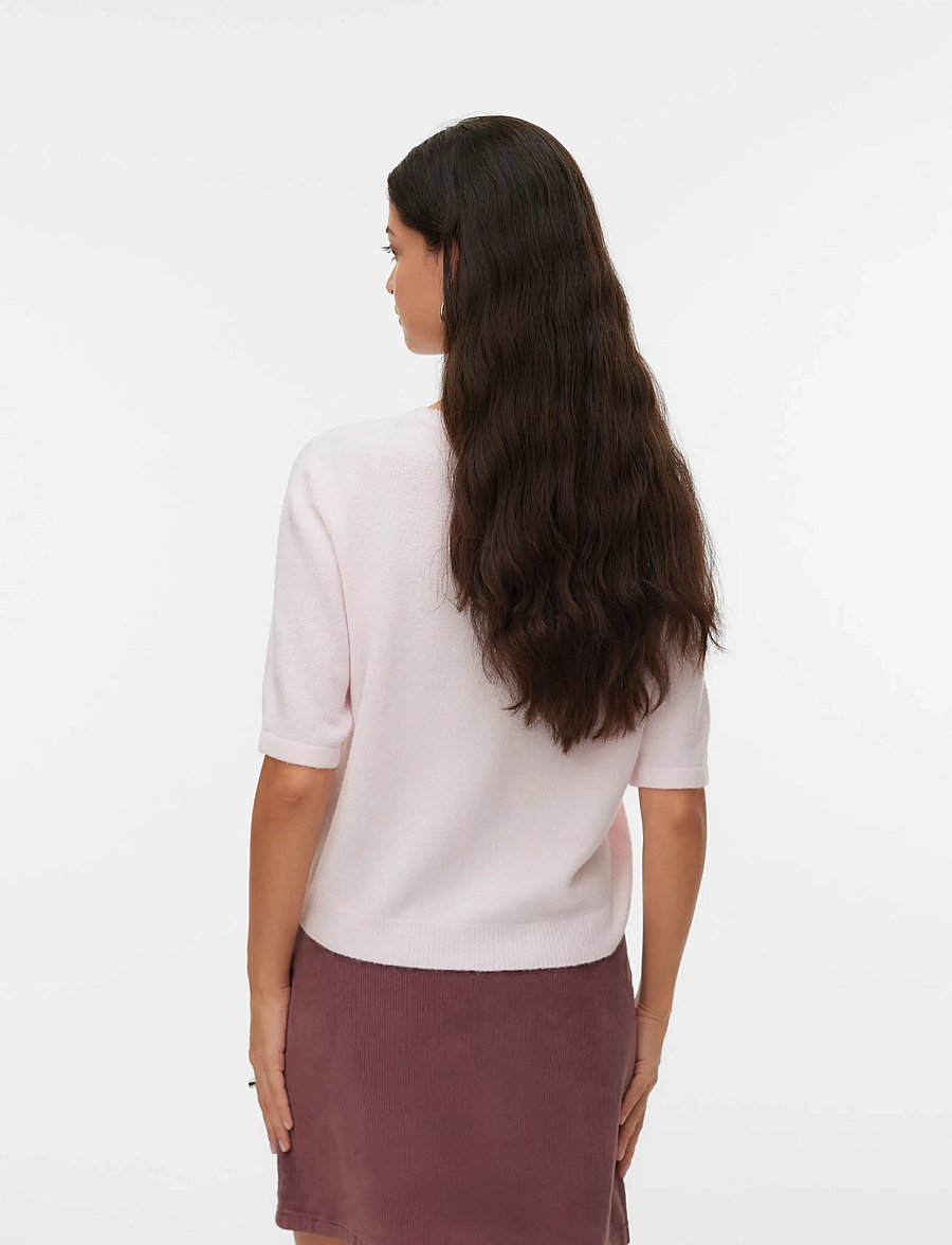 Vero Moda - VMDOFFY 2/4 O-NECK BUTTON CARDIGAN NOOS - koftor - pink-a-boo - 2