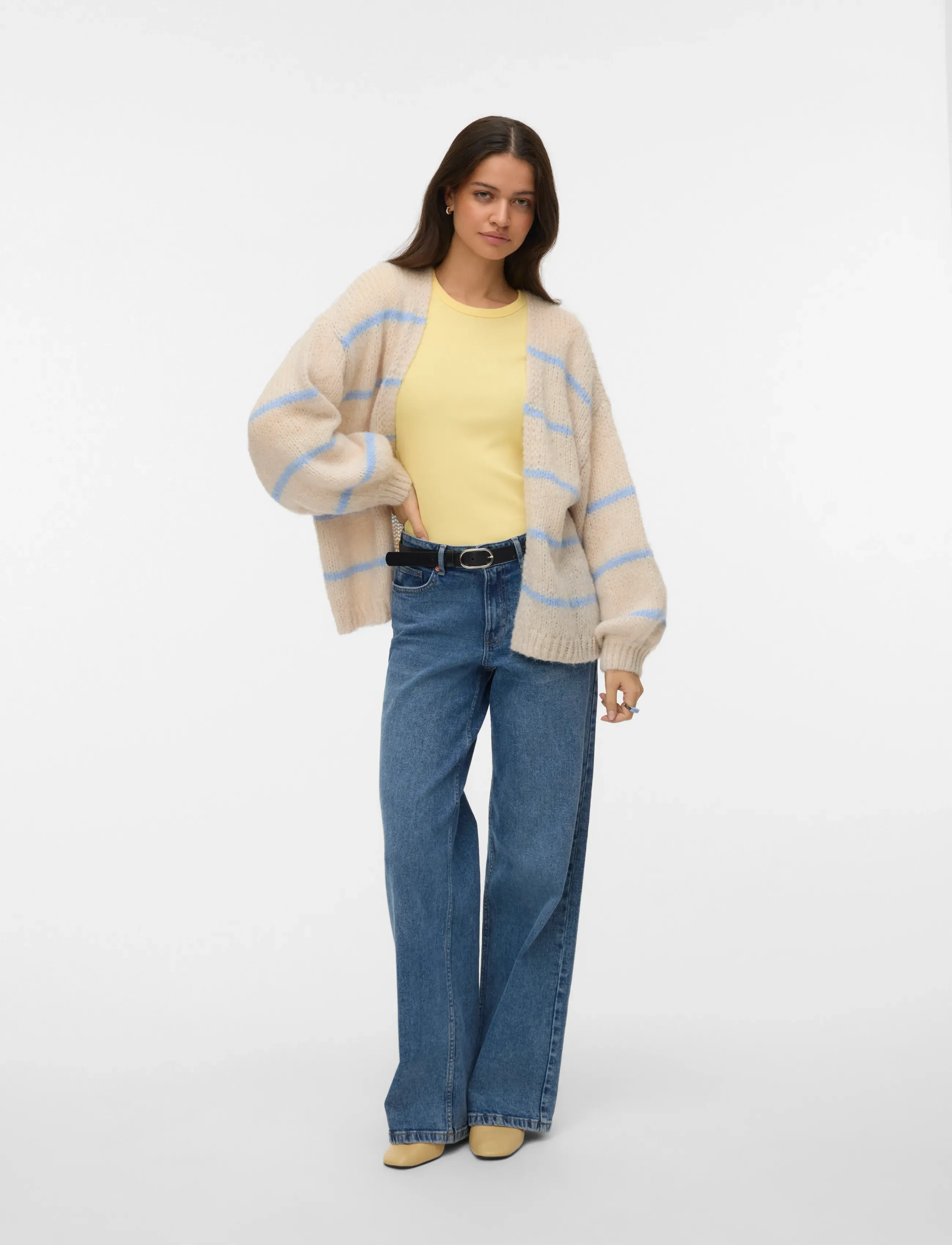 Vero Moda VMMAYBE ART LS OPEN CARDIGAN NOOS LX - Jackor - BIRCH / beige