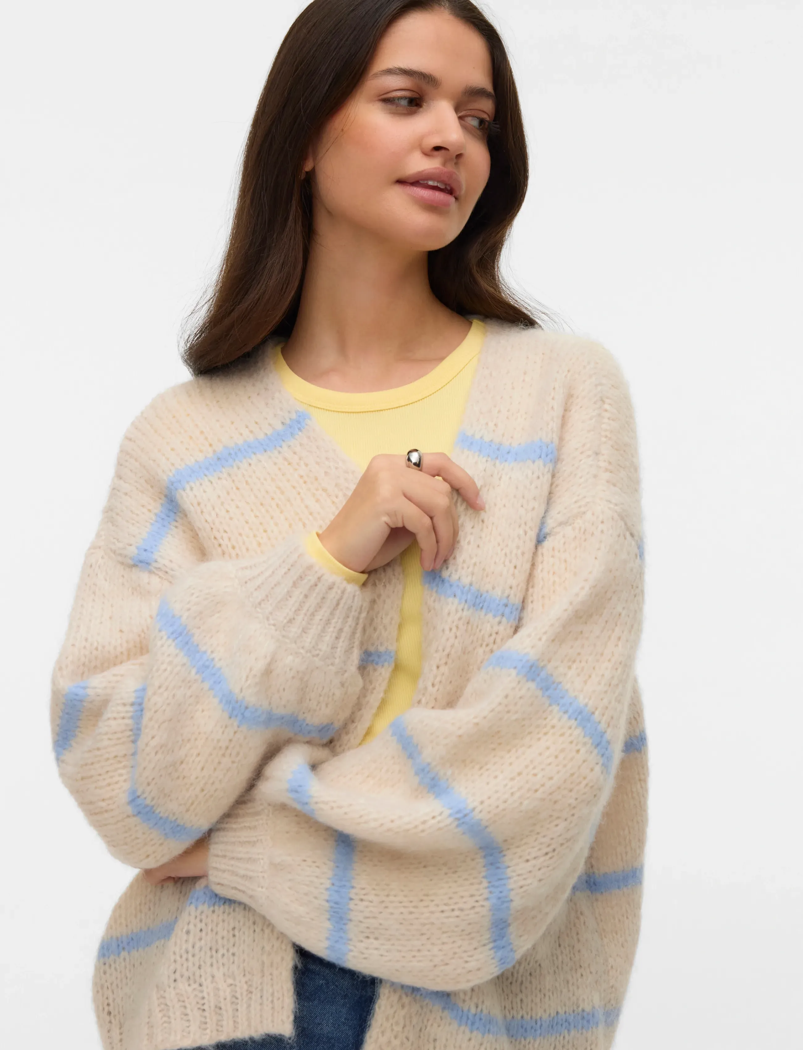 Vero Moda - VMMAYBE ART LS OPEN CARDIGAN NOOS LX - frühlingsjacken - birch - 3
