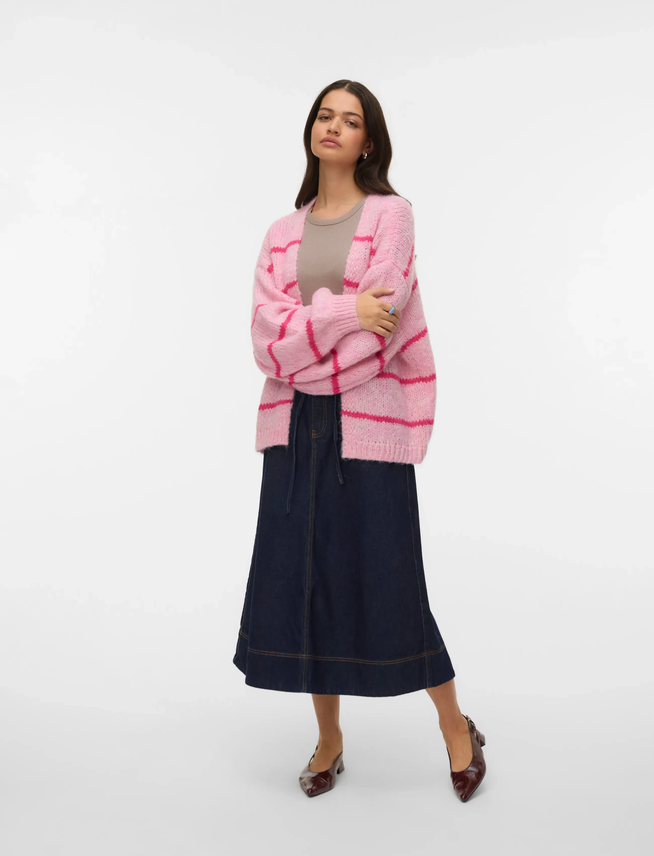 Vero Moda VMMAYBE ART LS OPEN CARDIGAN NOOS LX - Neuletakit - BONBON / pink/rose