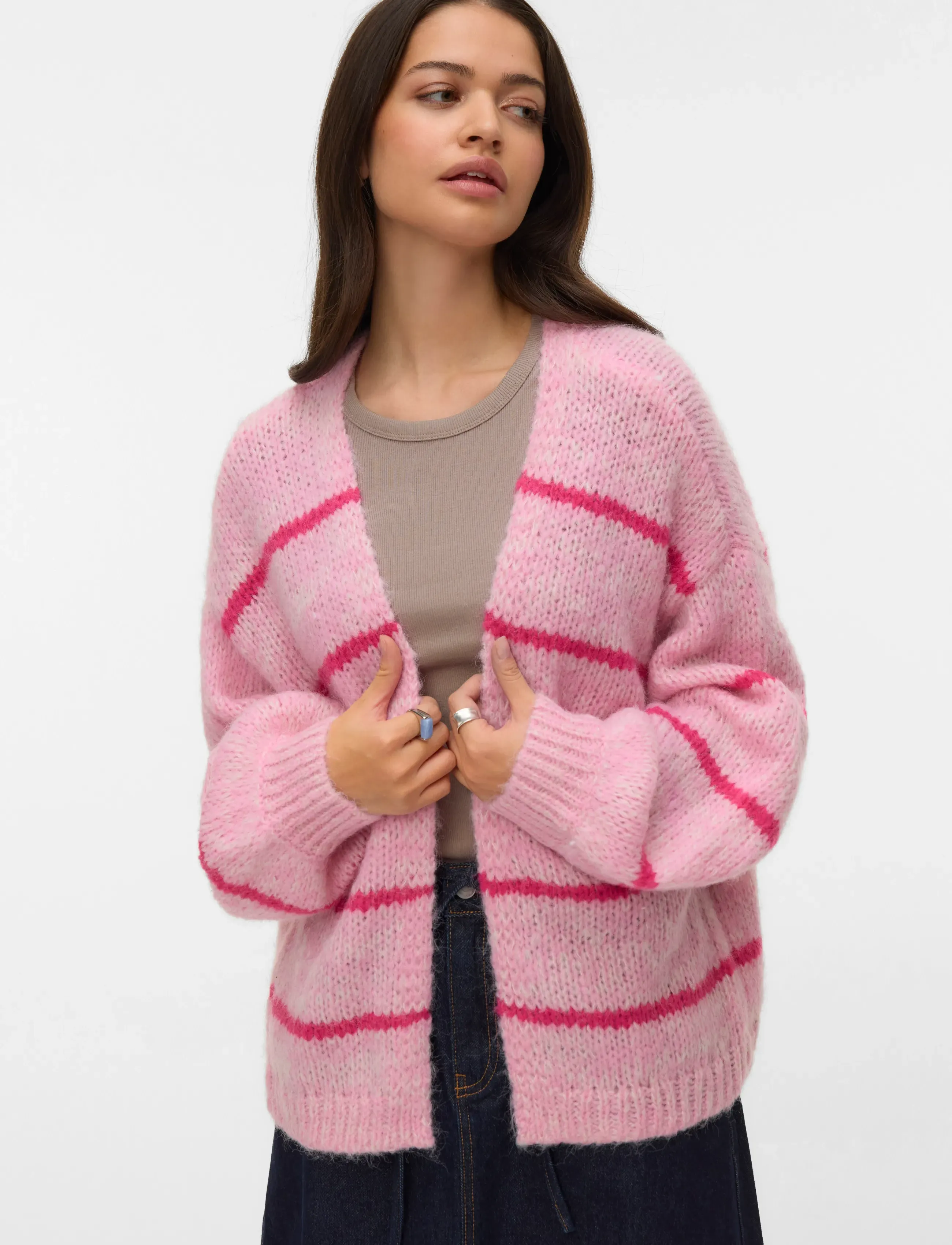 Vero Moda - VMMAYBE ART LS OPEN CARDIGAN NOOS LX - bonbon - 4