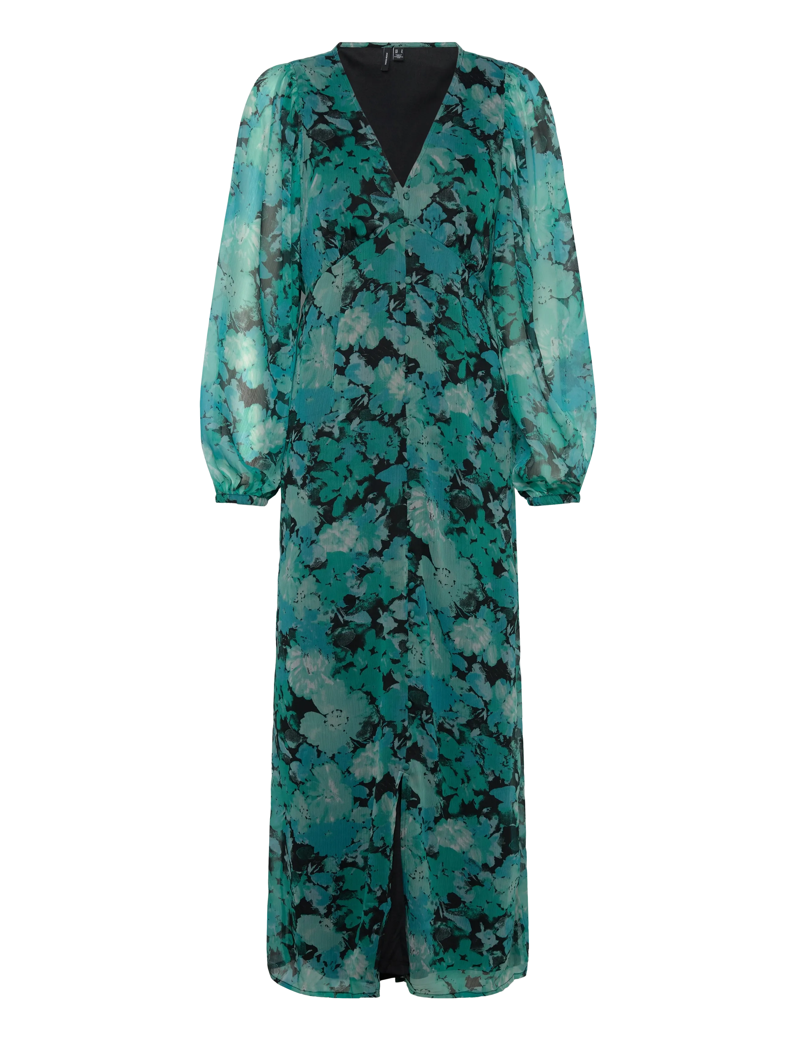 Vero Moda VMSMILLA LS V-NECK ANKLE DRESS WVN - Tøj - BLACK / green