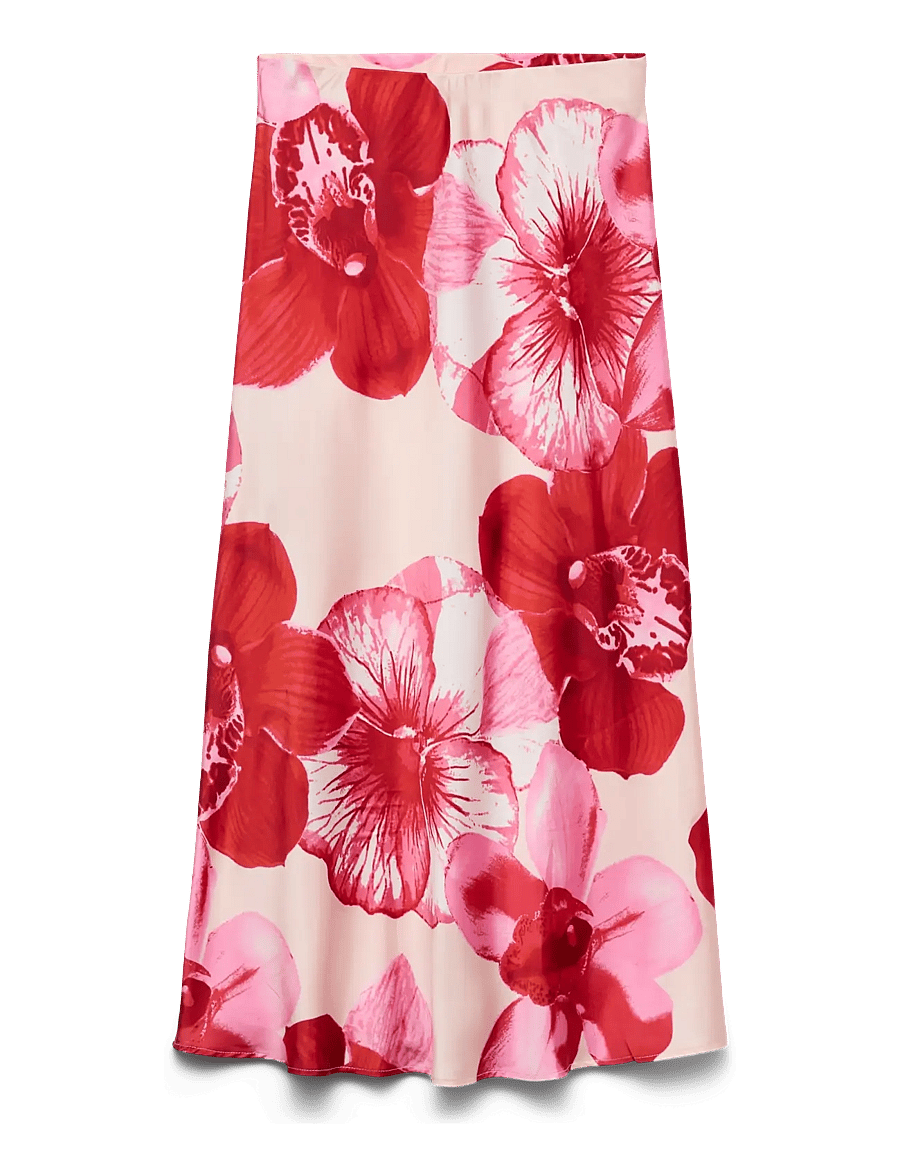 Vero Moda - VMREBA HIBISCA HW 7/8 SKIRT WVN - midi skirts - pink-a-boo - 0