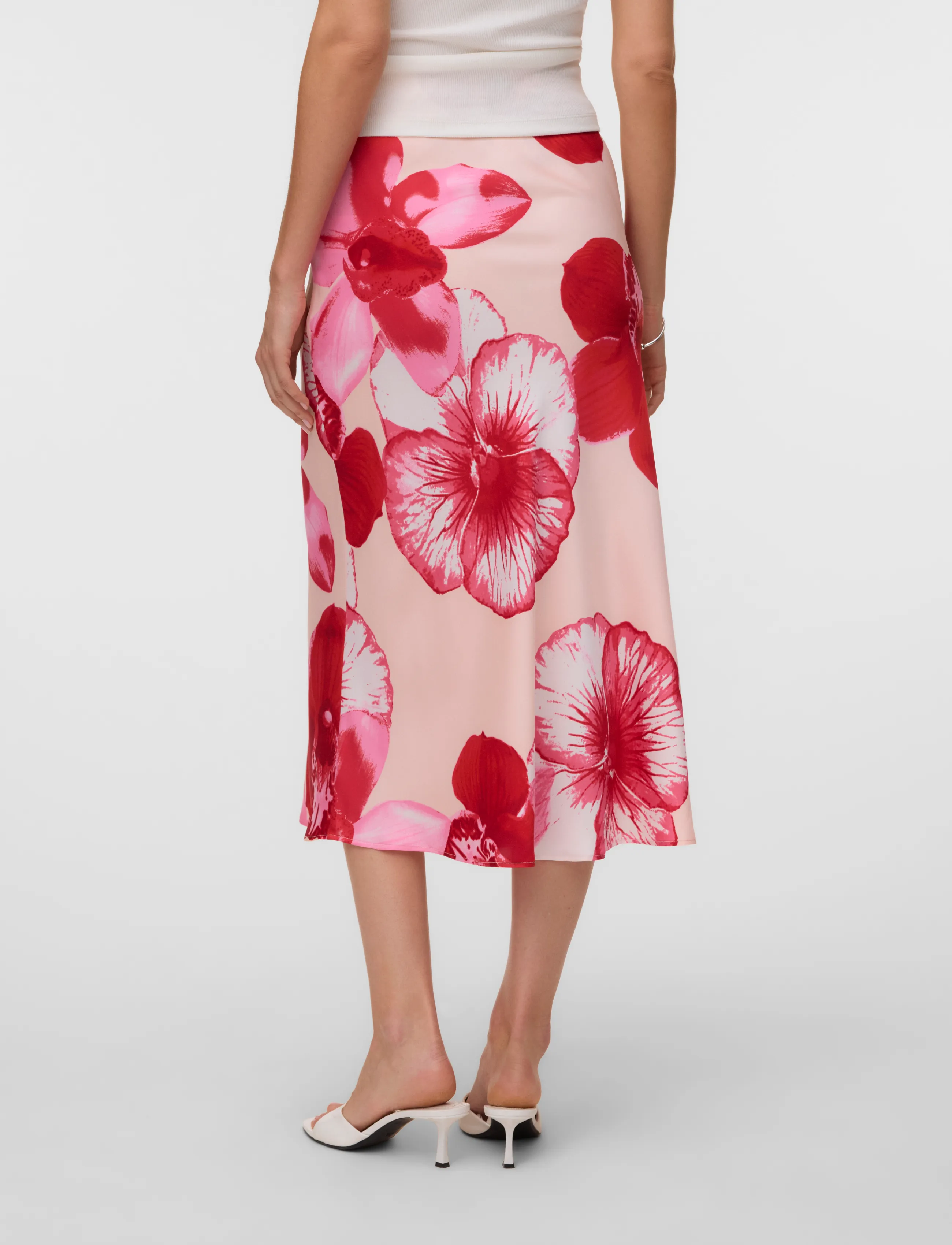 Vero Moda - VMREBA HIBISCA HW 7/8 SKIRT WVN - midi skirts - pink-a-boo - 2