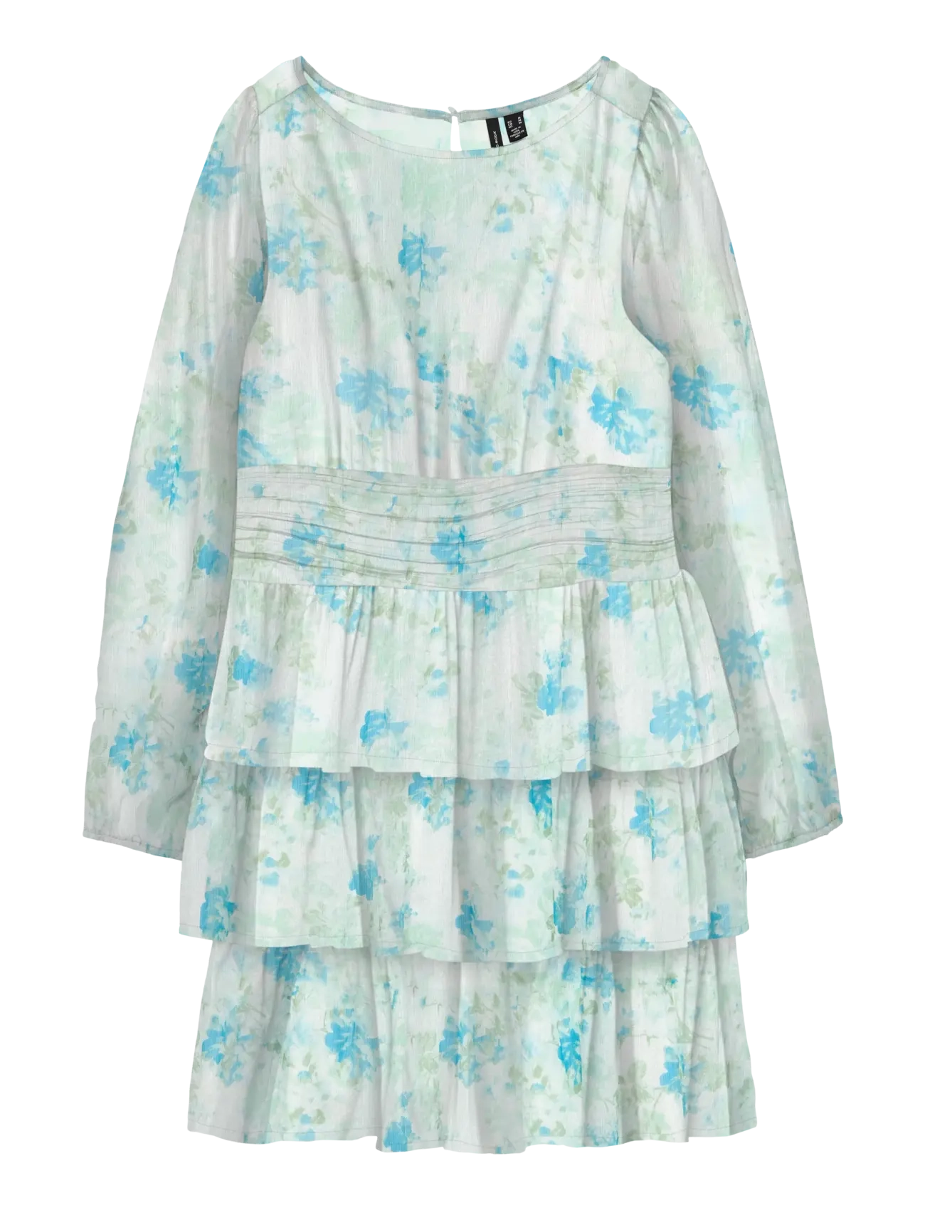 Vero Moda VMSMILLA LS SHORT LAYER DRESS WVN - Juletøj til kvinder - SNOW WHITE / blue