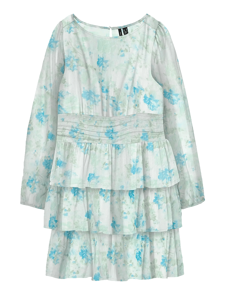 Vero Moda - VMSMILLA LS SHORT LAYER DRESS WVN - partykleider - snow white - 0