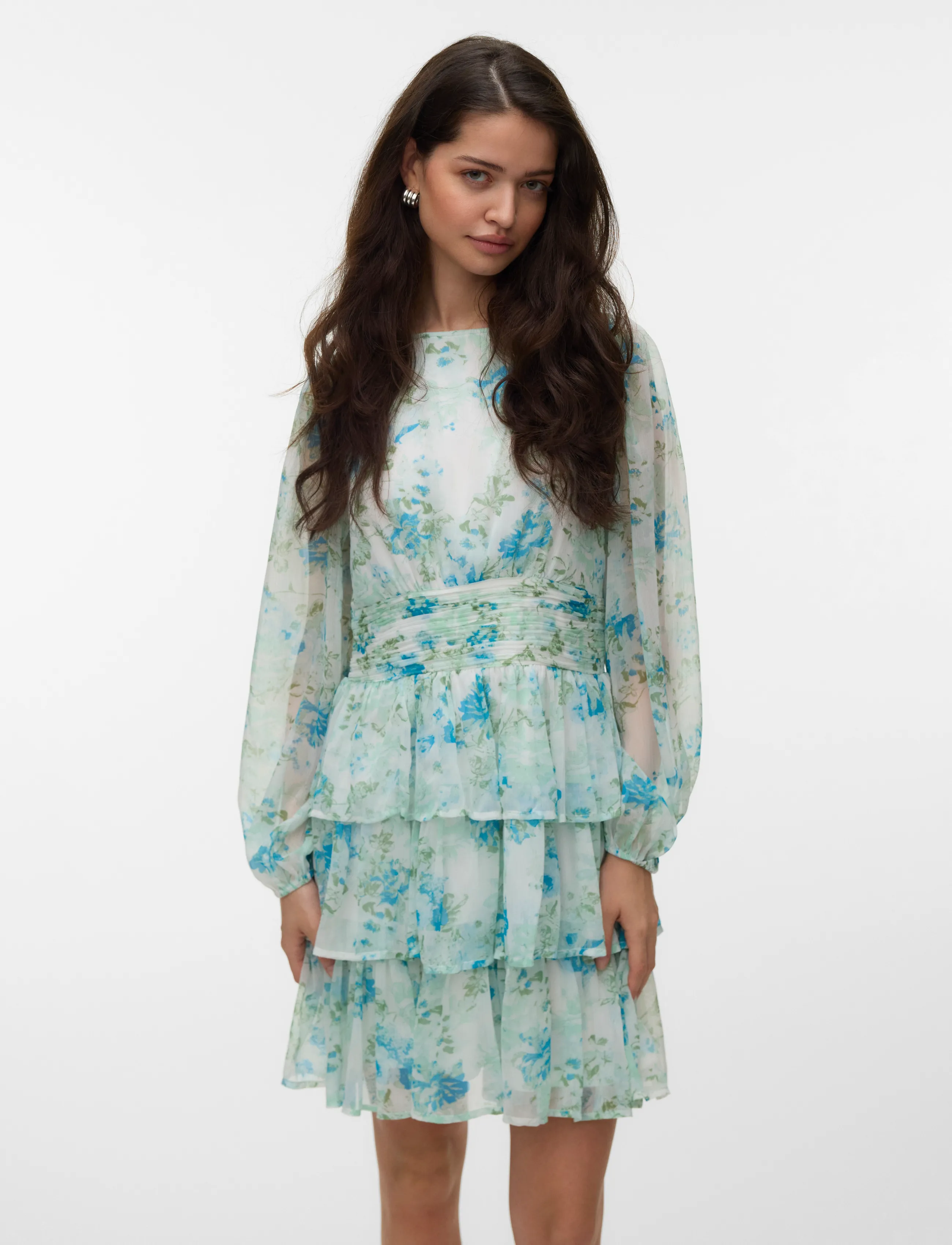 Vero Moda - VMSMILLA LS SHORT LAYER DRESS WVN - pidulikud kleidid - snow white - 3