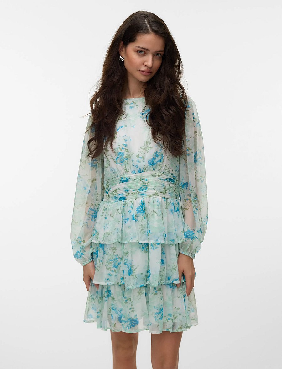 Vero Moda - VMSMILLA LS SHORT LAYER DRESS WVN - pidulikud kleidid - snow white - 3