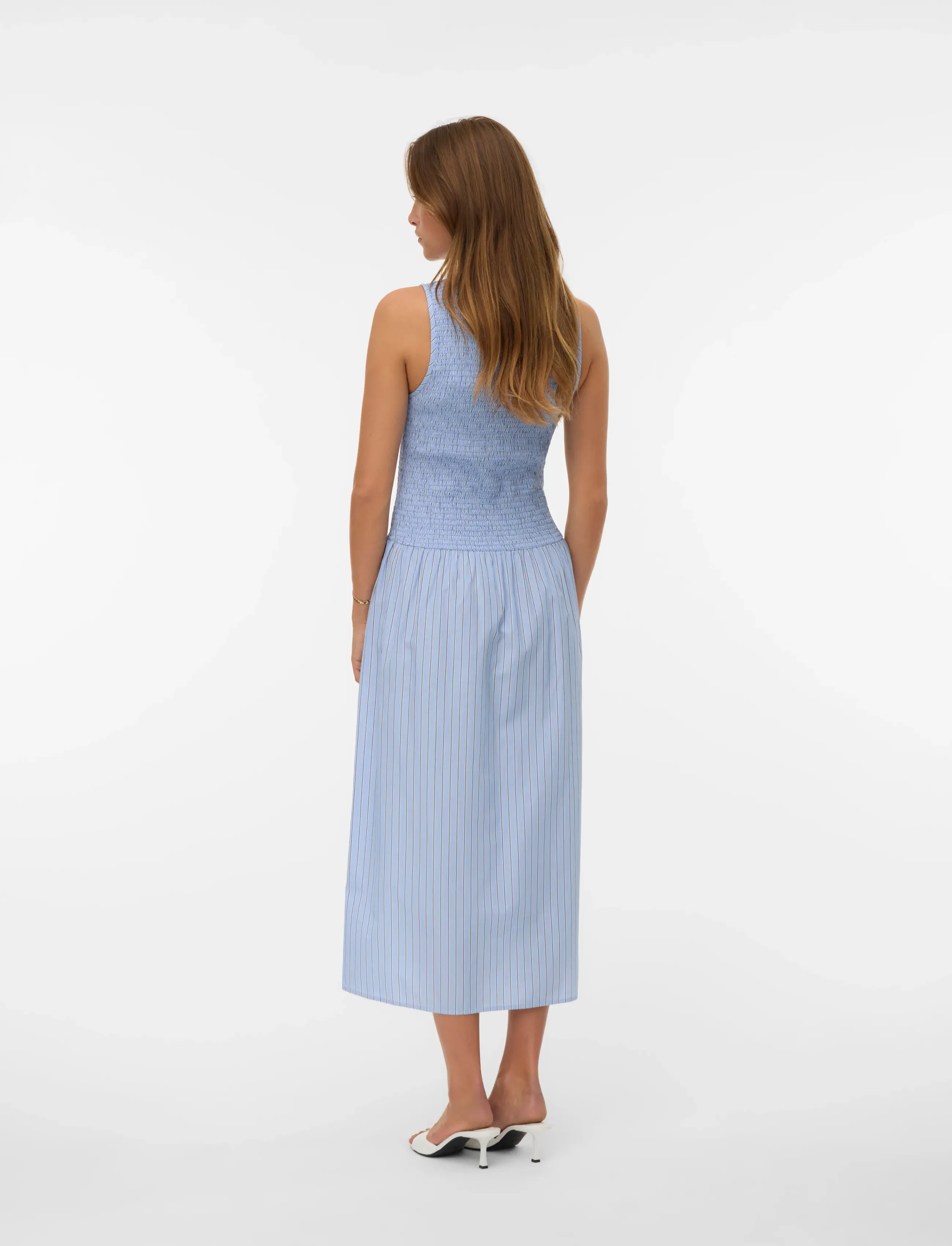 Vero Moda - VMLEYA SL 7/8 STRIPE SMOCK DRESS WVN - zomerjurken - brunnera blue - 2