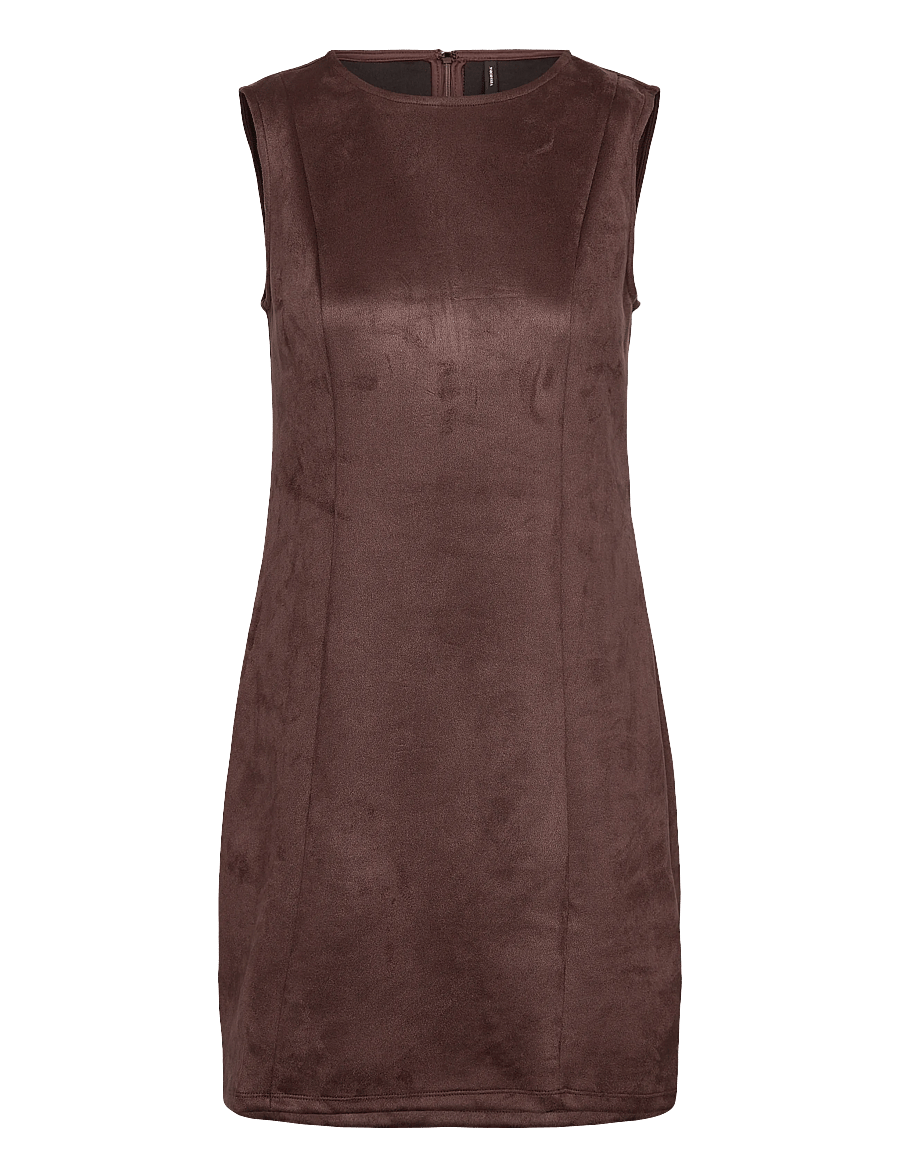 Vero Moda - VMBELLA FAUX SUEDE SL SHORT DRESS JRS EX - robes moulantes - chocolate martini - 1