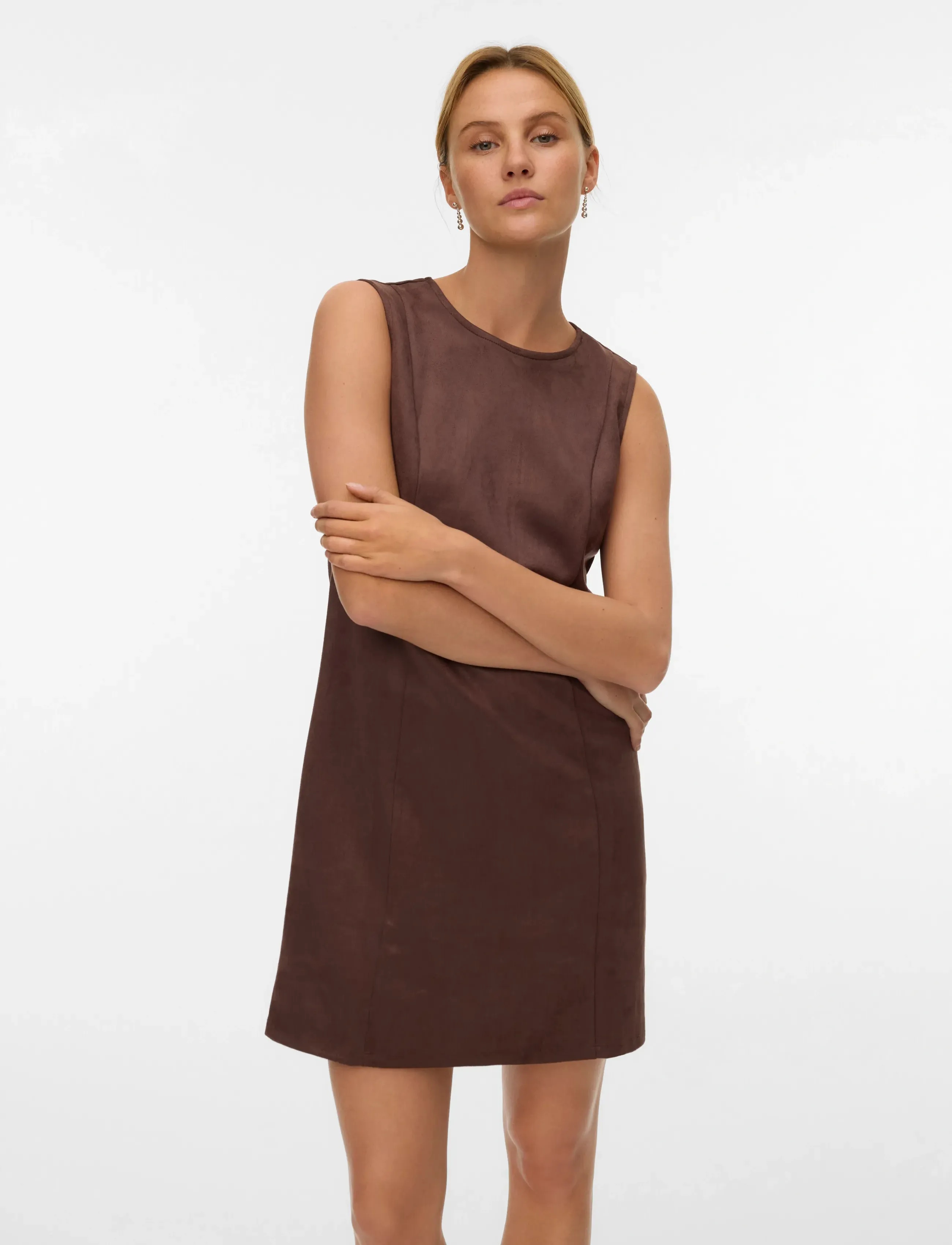 Vero Moda - VMBELLA FAUX SUEDE SL SHORT DRESS JRS EX - robes moulantes - chocolate martini - 4
