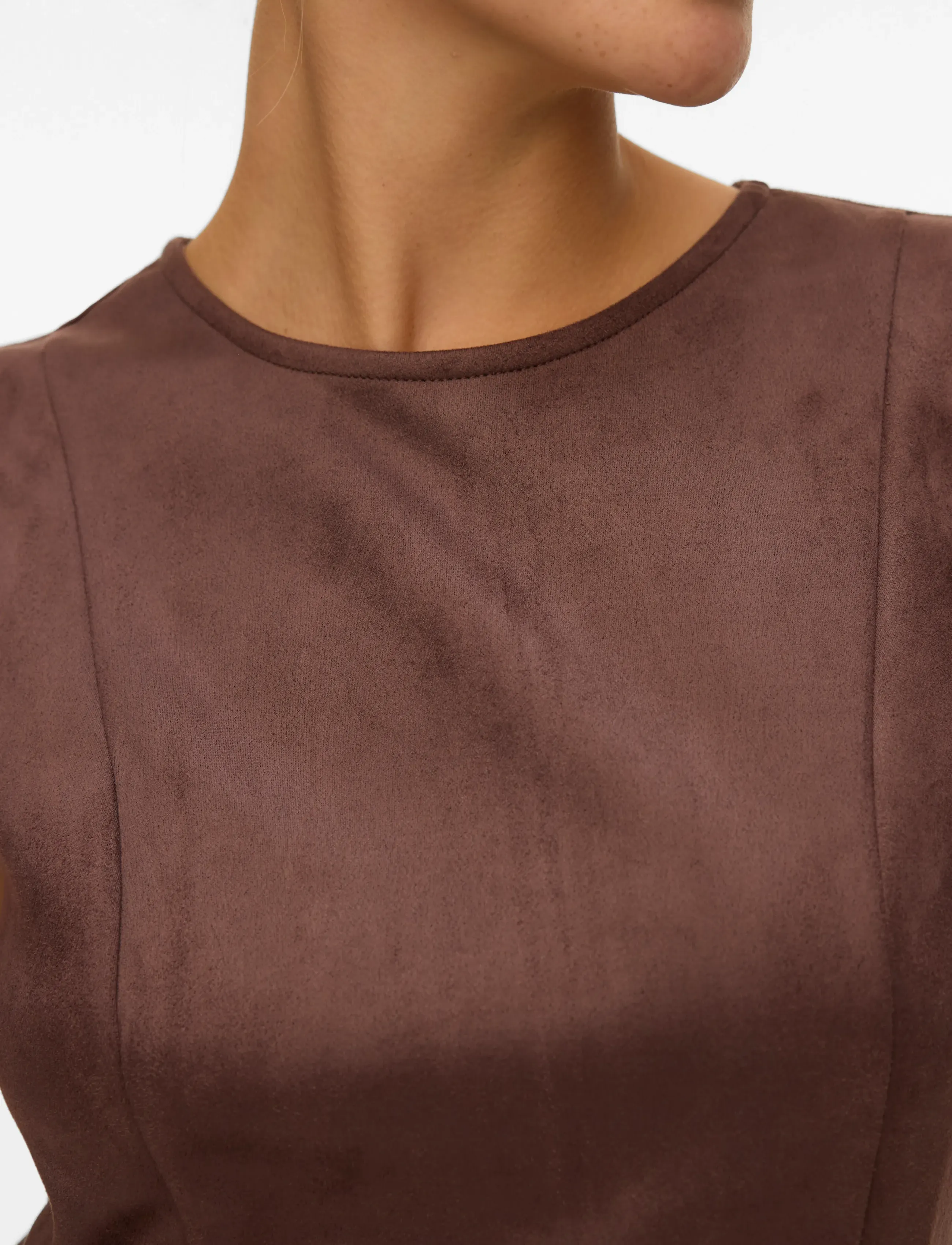 Vero Moda - VMBELLA FAUX SUEDE SL SHORT DRESS JRS EX - robes moulantes - chocolate martini - 5