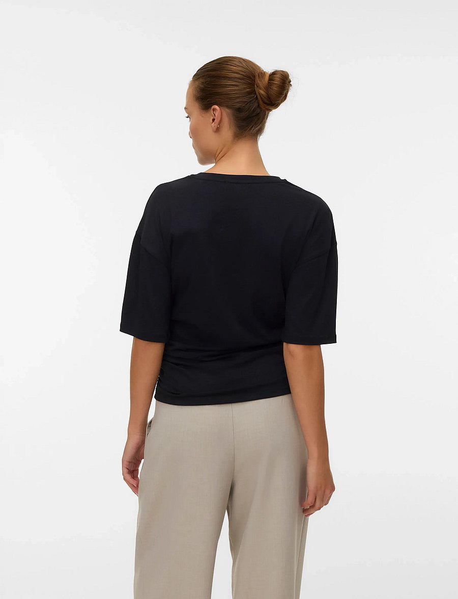 Vero Moda - AWNAVARO 2/4 O-NECK TOP NOOS - t-shirts - black - 2