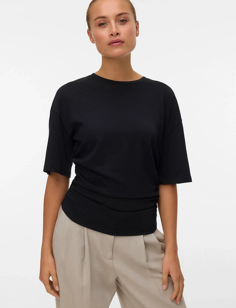 Vero Moda - AWNAVARO 2/4 O-NECK TOP NOOS - t-shirts - black - 3