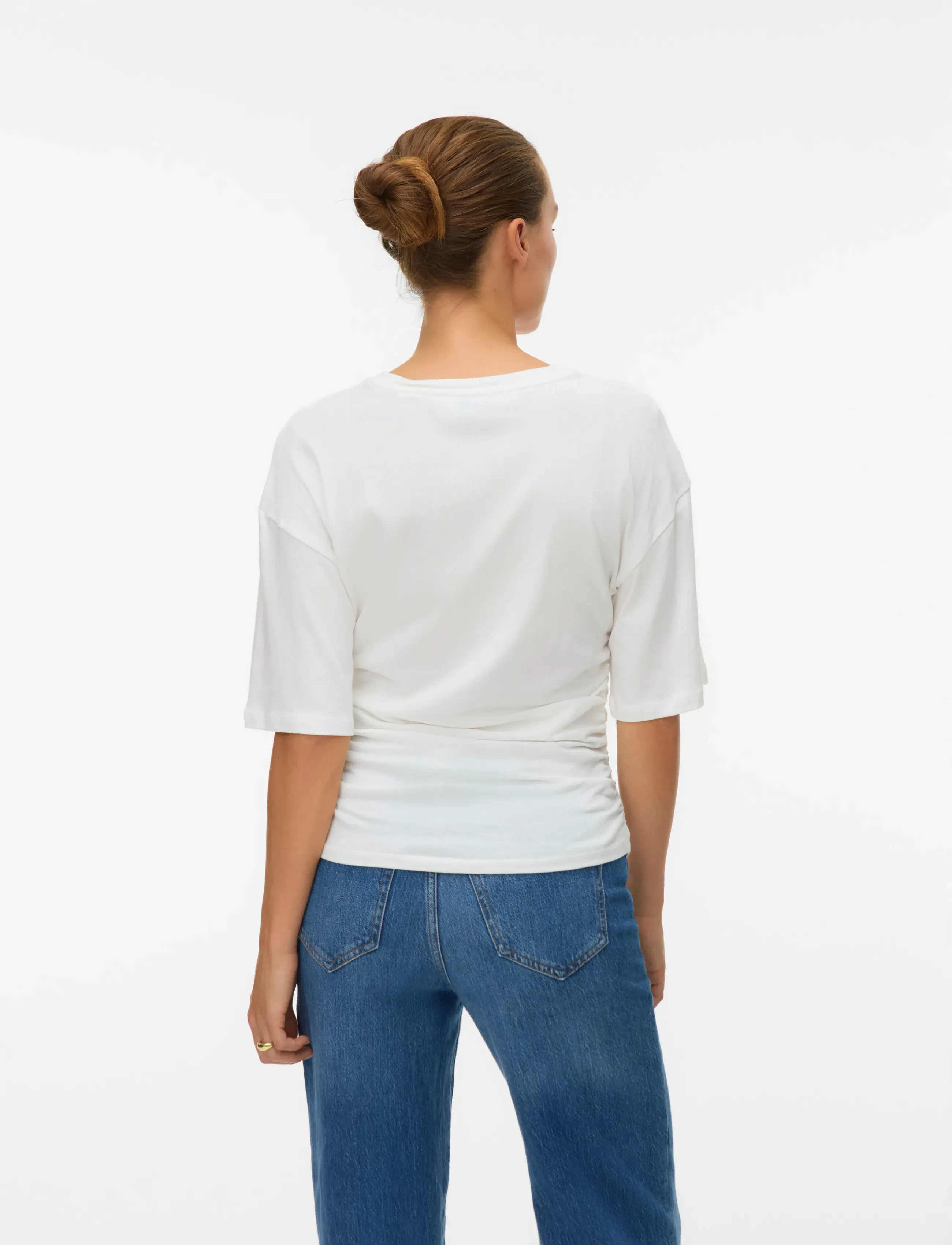 Vero Moda - AWNAVARO 2/4 O-NECK TOP NOOS - t-shirts - snow white - 2