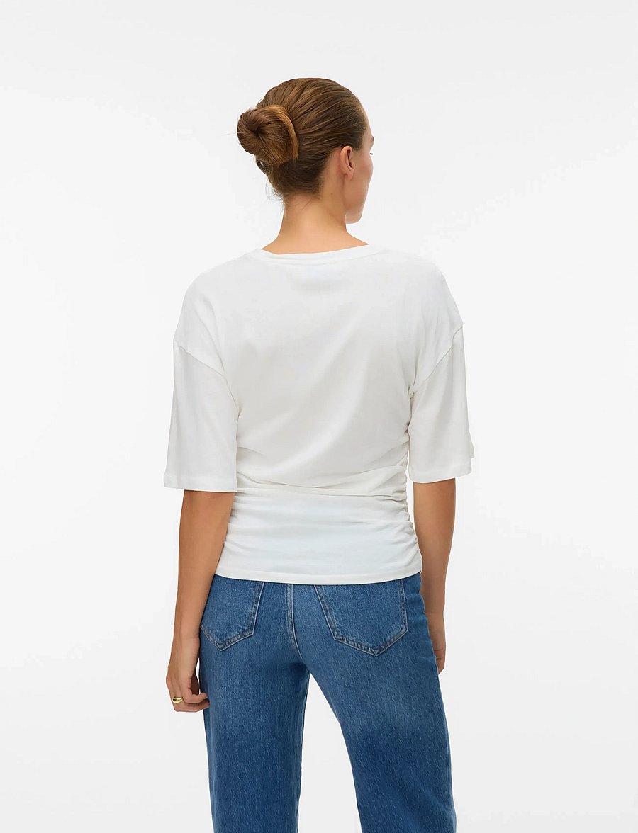 Vero Moda - AWNAVARO 2/4 O-NECK TOP NOOS - t-shirts - snow white - 2