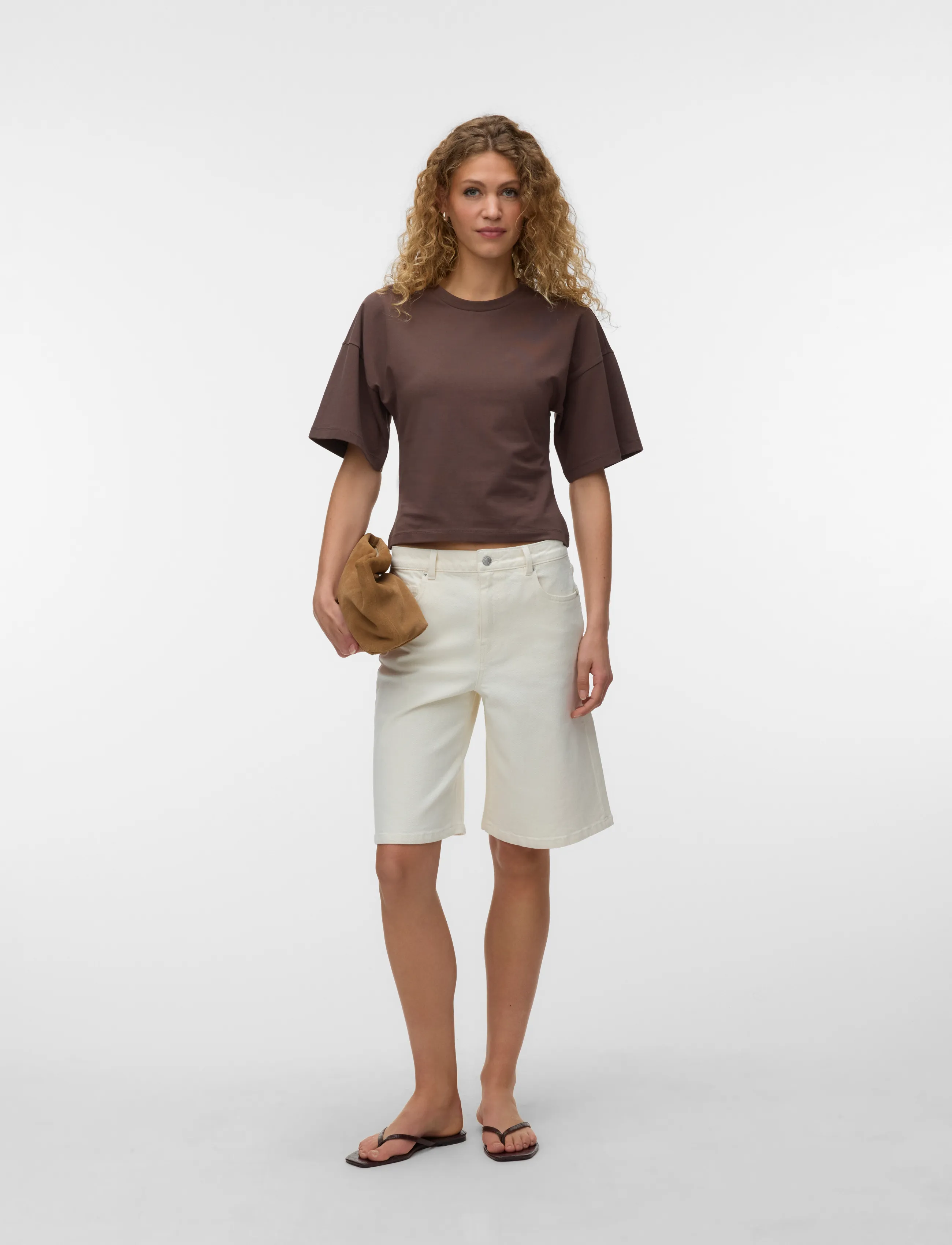Vero Moda VMKIARA 2/4 O-NECK TOP JRS - T-särgid - CHOCOLATE MARTINI / brown