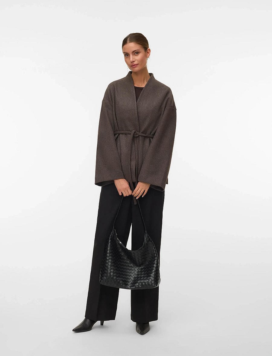 Vero Moda - AWSIJINA LS V-NECK SHORT JACKET NOOS - vinterjackor - coffee bean - 0