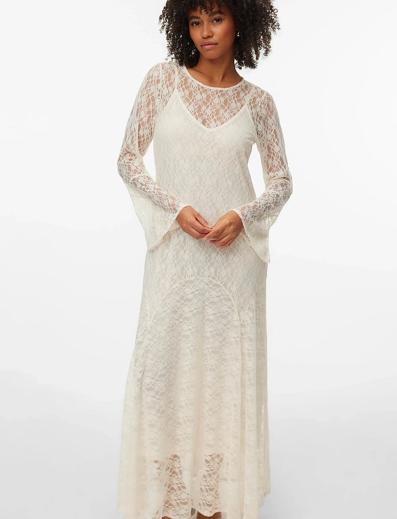 Vero Moda - VMLOULOU LACE LS ANKLE DRESS WVN - confirmation - cloud dancer - 3