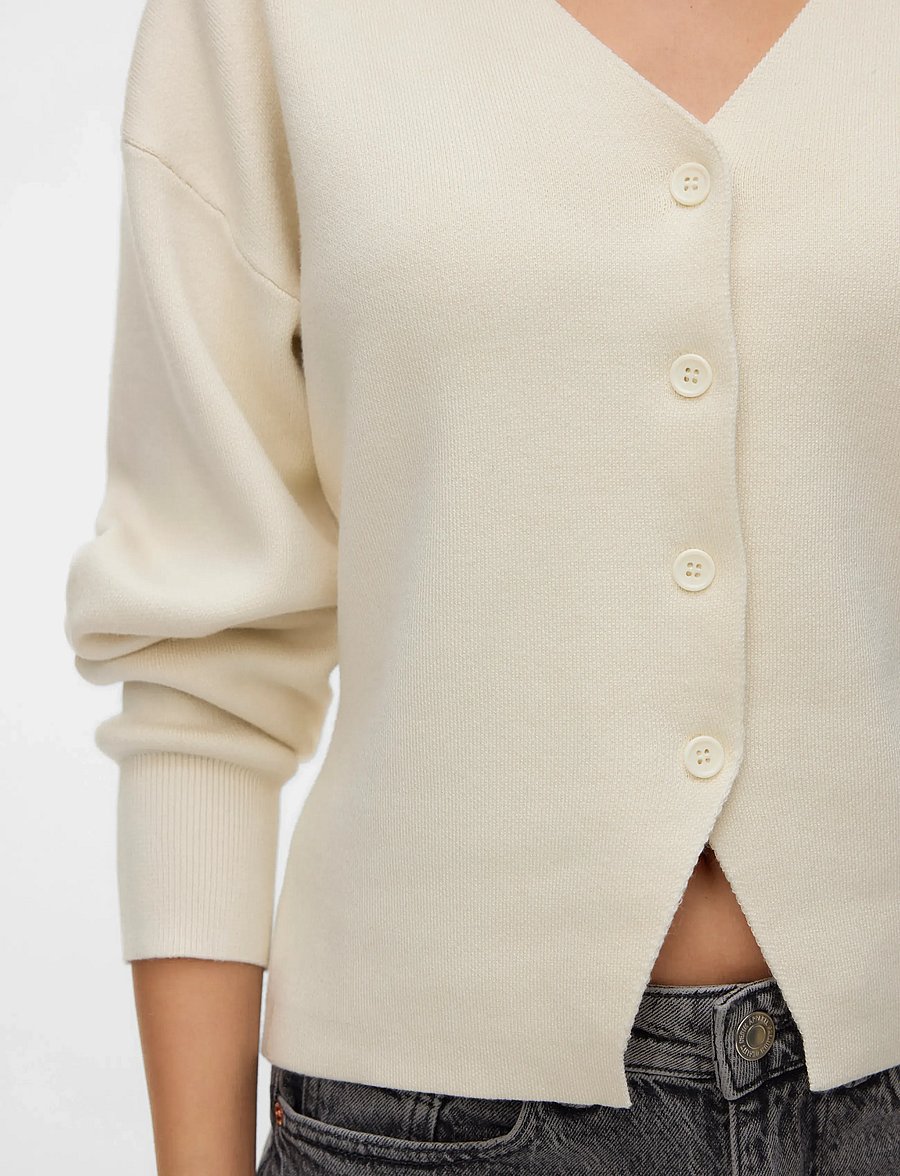 Vero Moda - VMLUCCA LS V-NECK FITTED CARDIGAN LCS - koftor - birch - 3