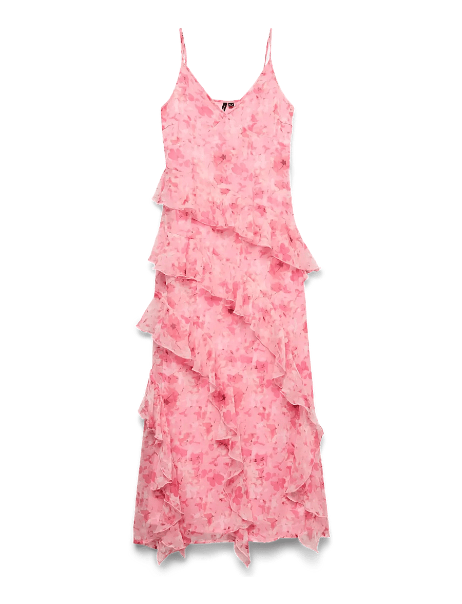 Vero Moda - VMSMILLA SL LONG FRILL DRESS WVN NOOS - garas kleitas - rose shadow - 1