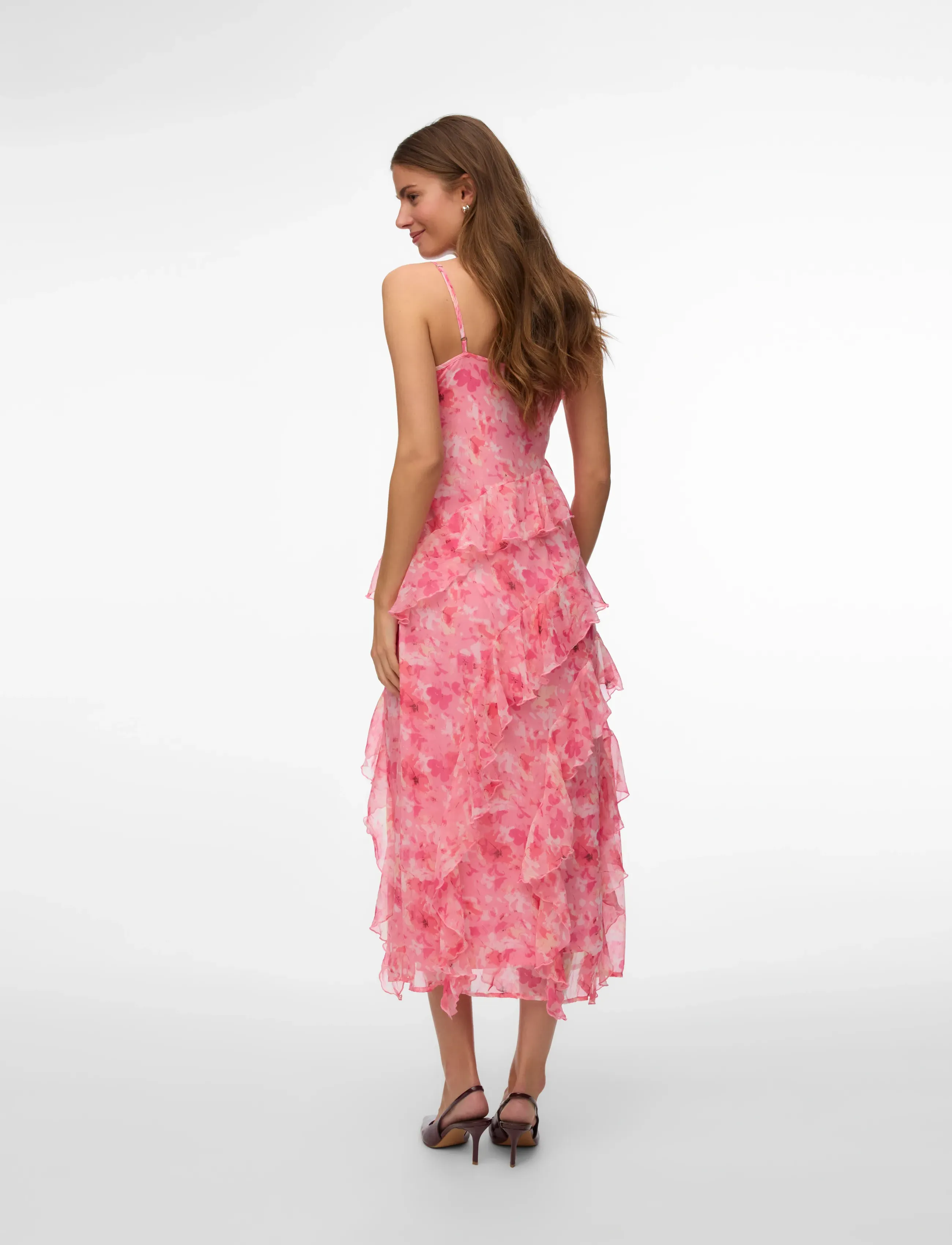 Vero Moda - VMSMILLA SL LONG FRILL DRESS WVN NOOS - garas kleitas - rose shadow - 2