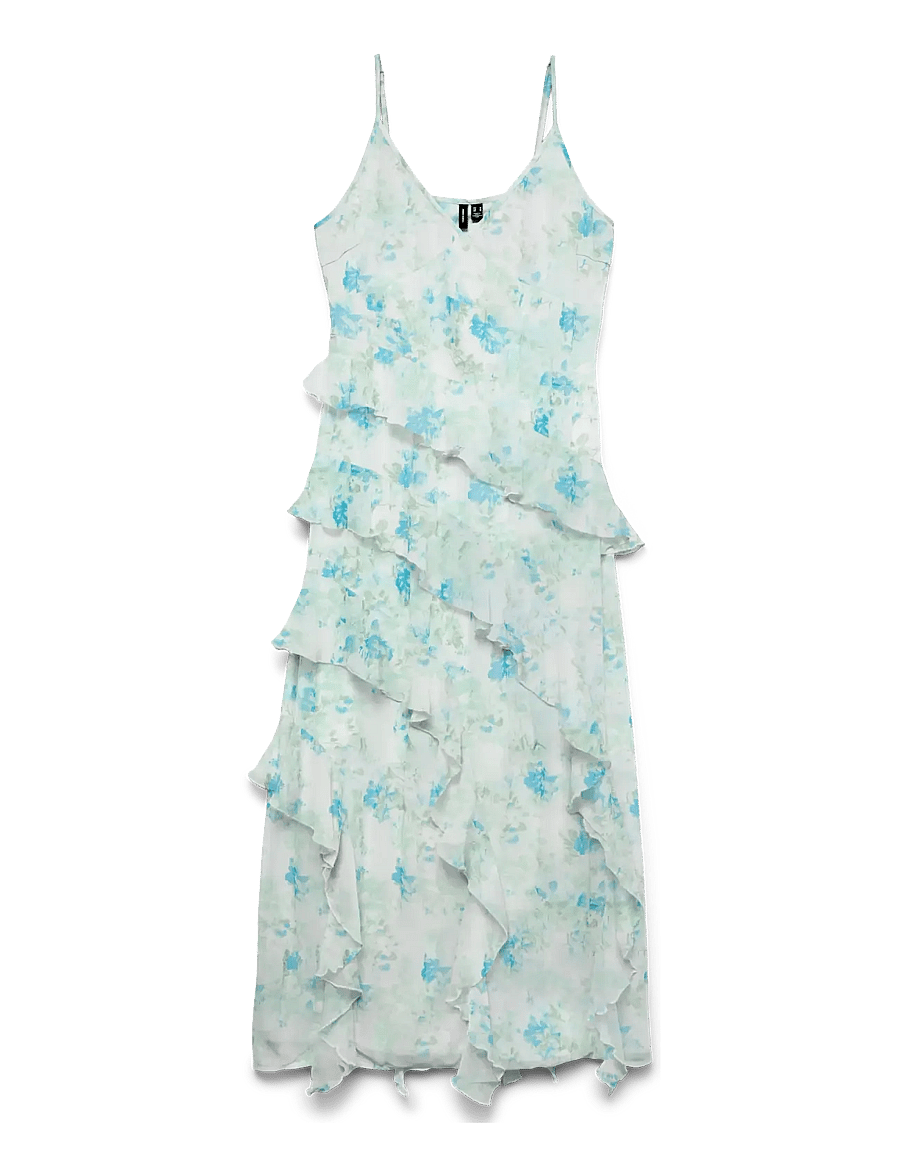 Vero Moda - VMSMILLA SL LONG FRILL DRESS WVN NOOS - maxikleider - snow white - 0