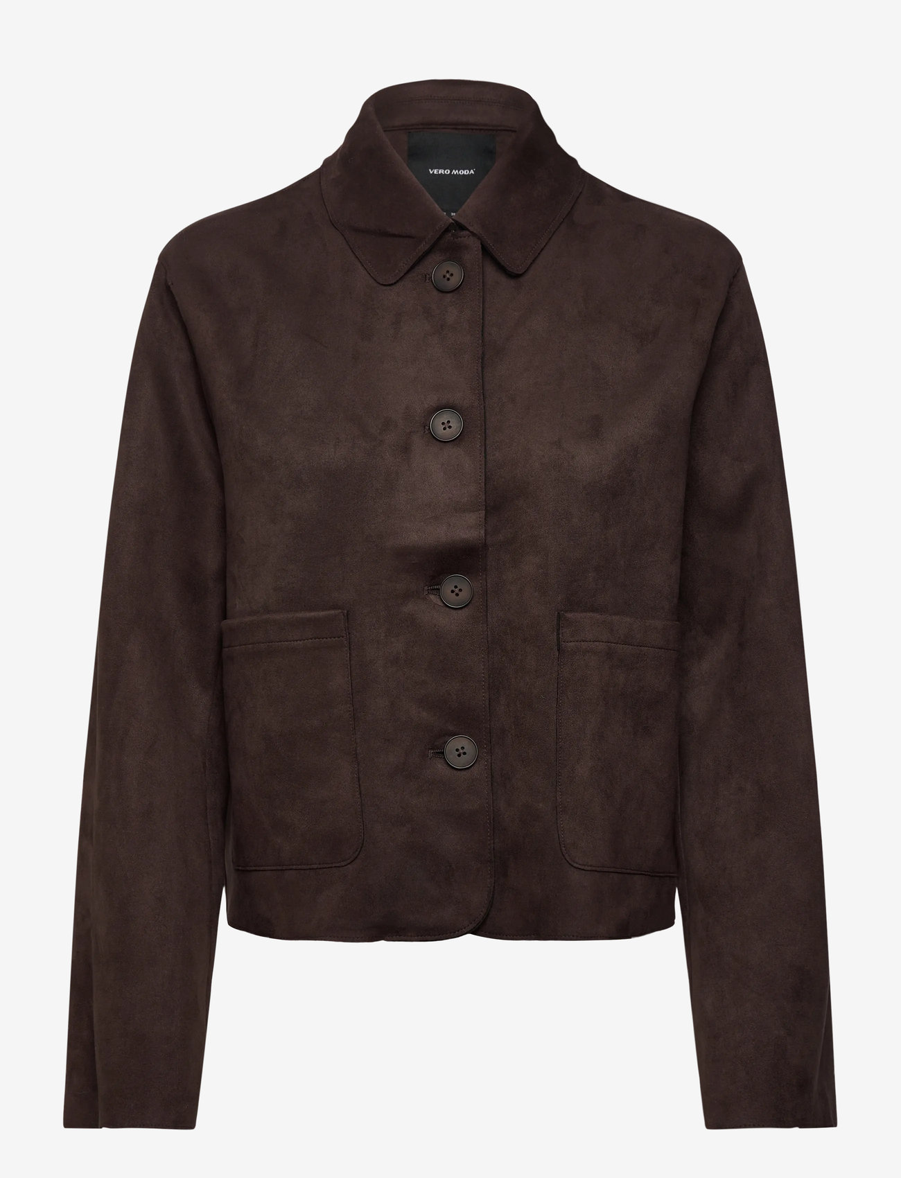 Vero Moda - VMHAZELFELIA LS FAUX SUEDE JACKET - læderjakker - chocolate torte - 0