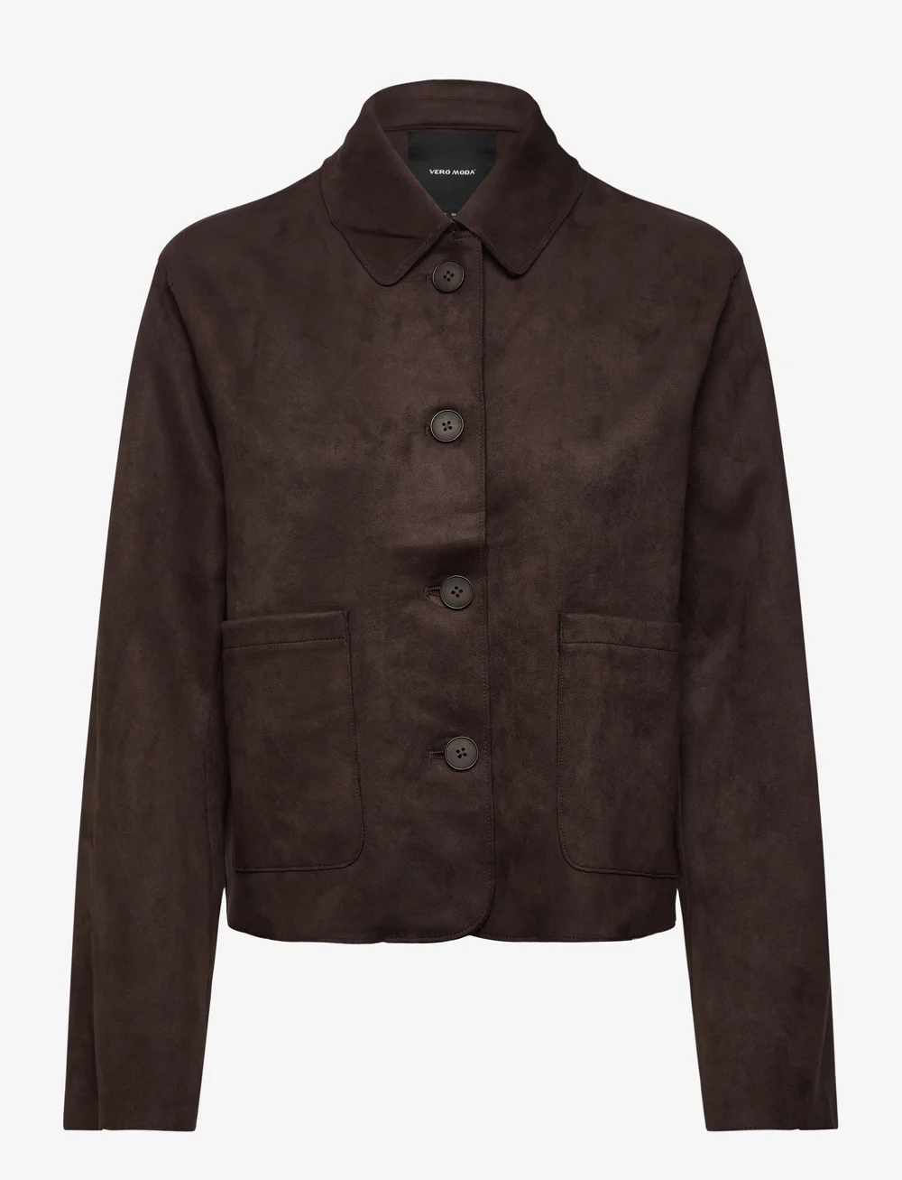 Vero Moda - VMHAZELFELIA LS FAUX SUEDE JACKET - læderjakker - chocolate torte - 0