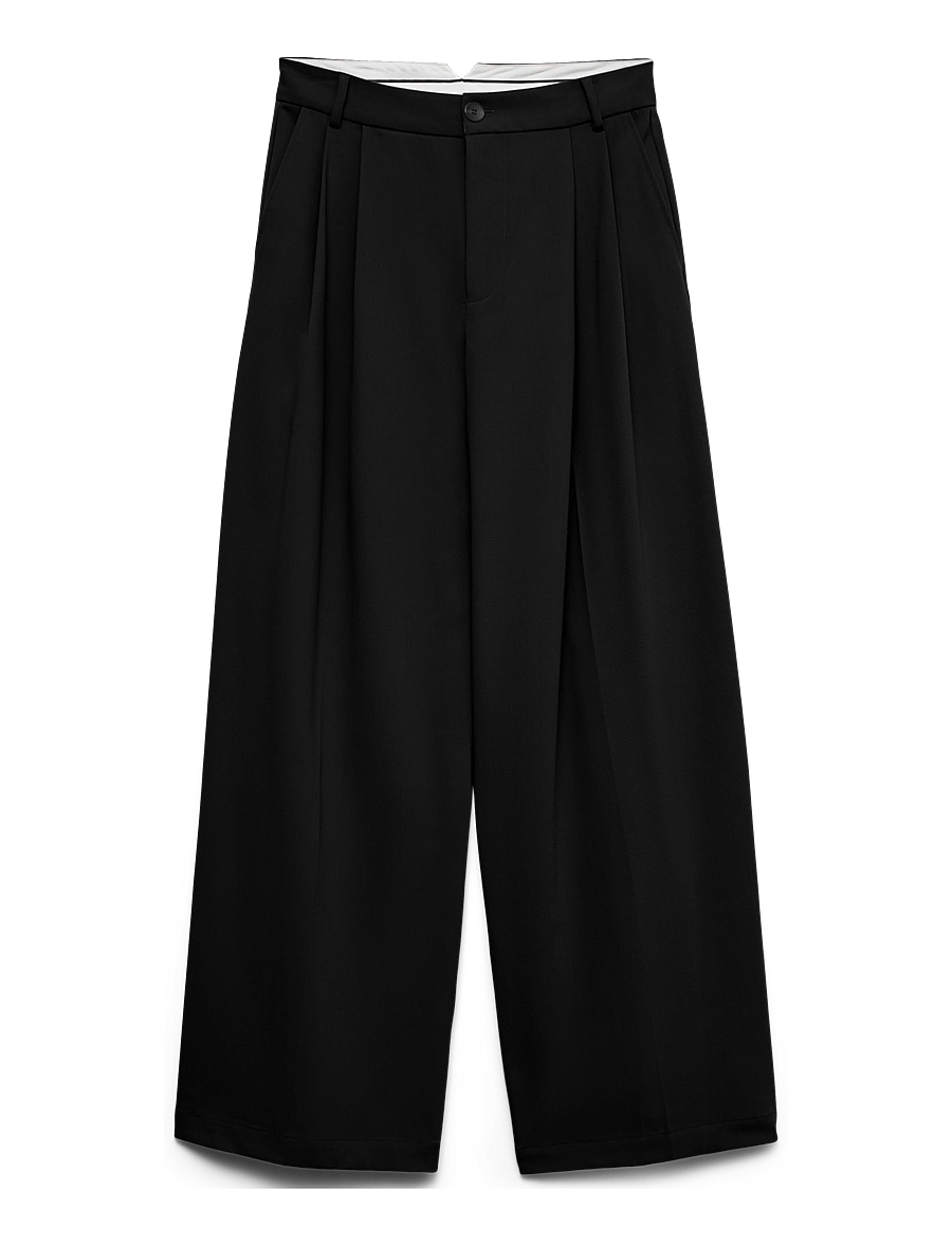 Vero Moda - VMSTELLA MW WIDE PLEAT PANT NOOS - anzugshosen - black - 1
