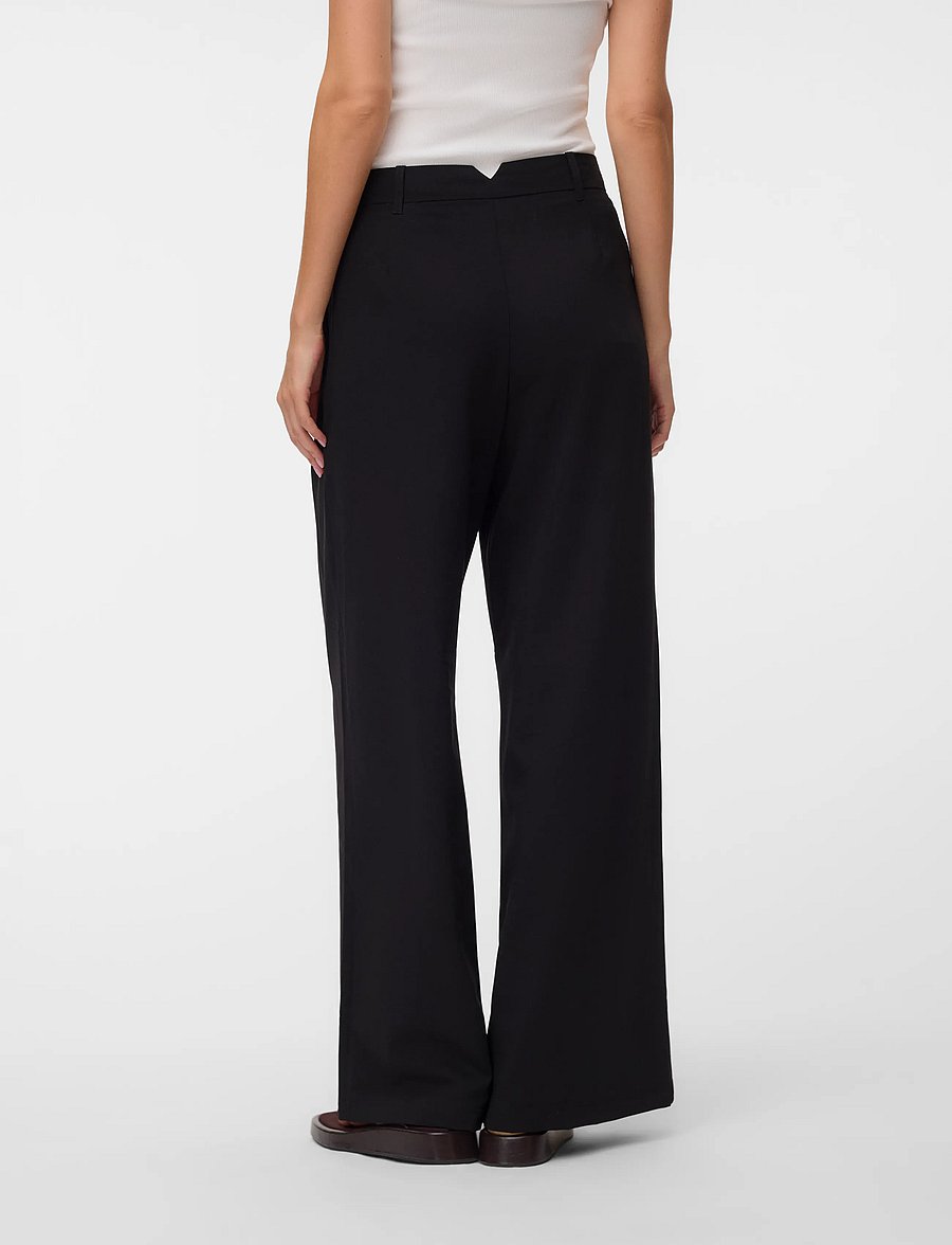 Vero Moda - VMSTELLA MW WIDE PLEAT PANT NOOS - anzugshosen - black - 2