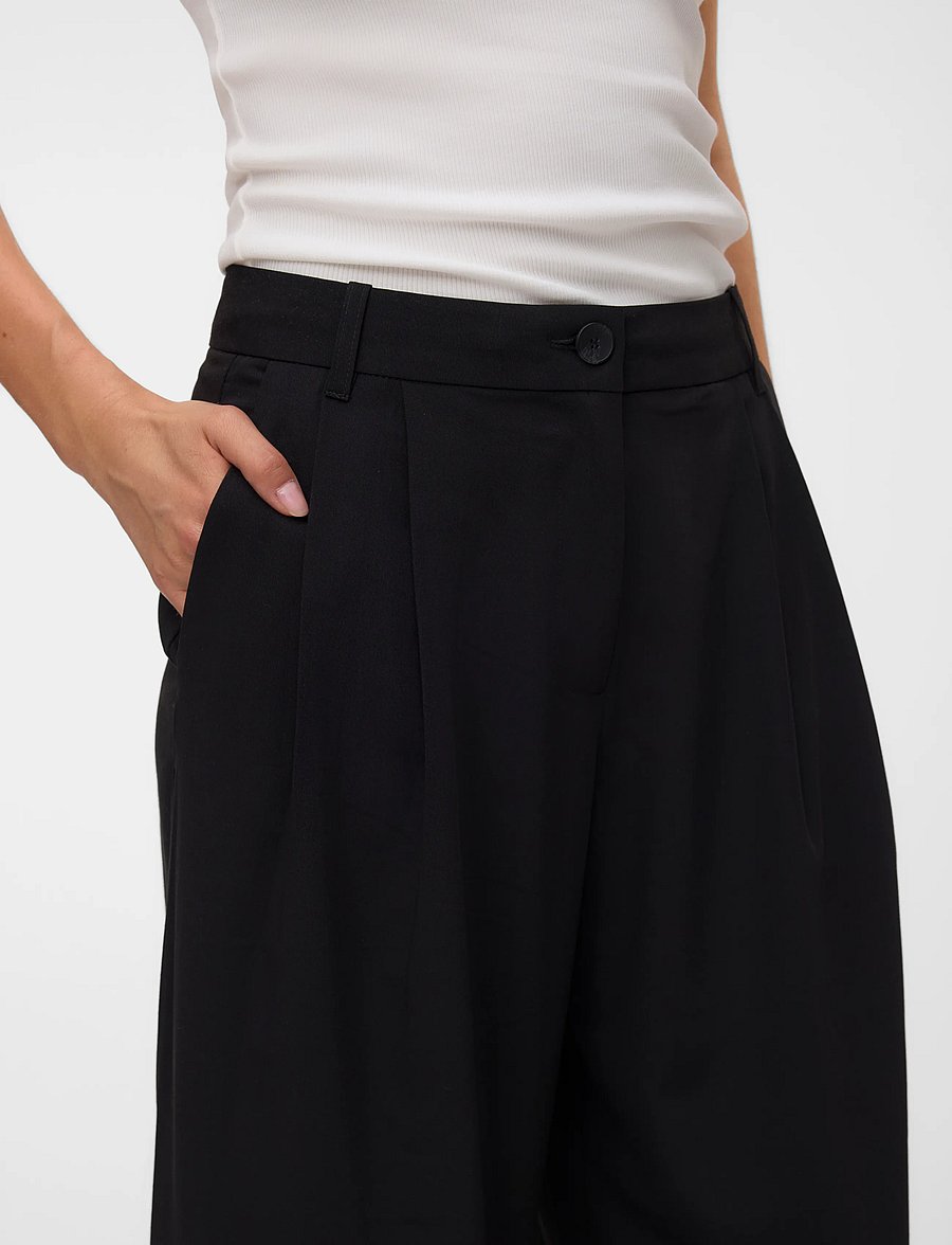 Vero Moda - VMSTELLA MW WIDE PLEAT PANT NOOS - anzugshosen - black - 4