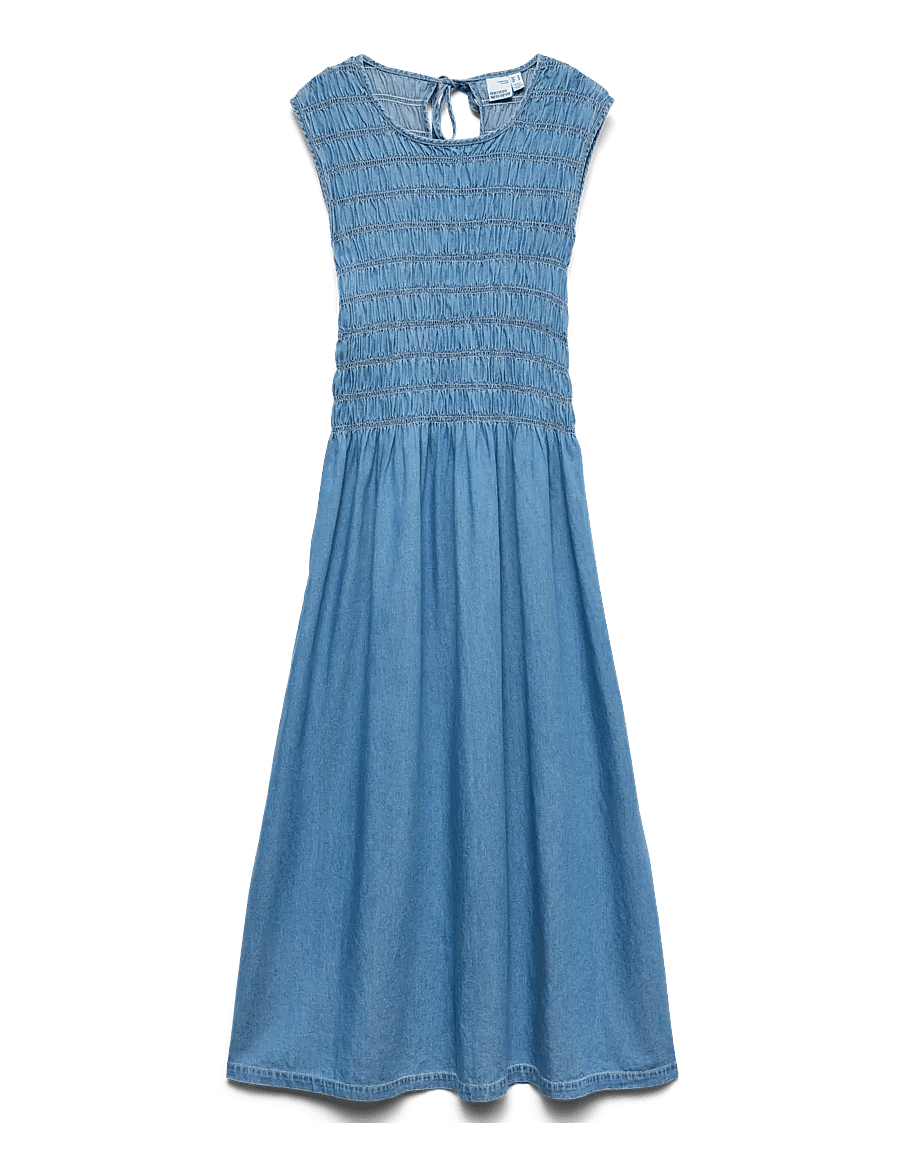 Vero Moda - VMNERINA SL ANKLE SMOCK DNM DRESS SI367 - jeanskleider - medium blue denim - 0