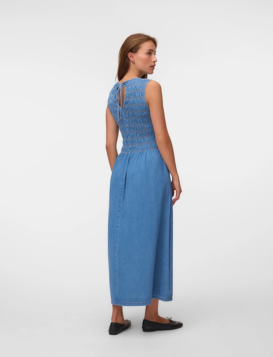 Vero Moda - VMNERINA SL ANKLE SMOCK DNM DRESS SI367 - jeanskleider - medium blue denim - 3