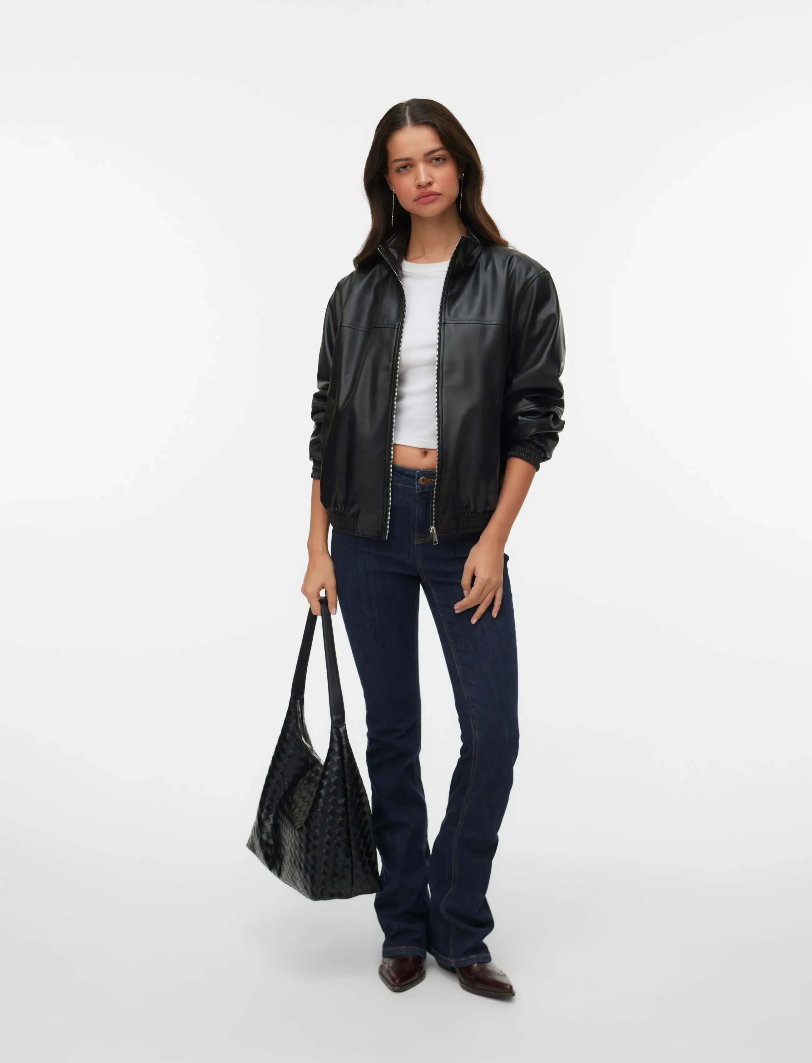 Vero Moda Vmcaiaava Short Coated Jacket, Kvinder, Coated Bomberjakke, Sort, Str: M