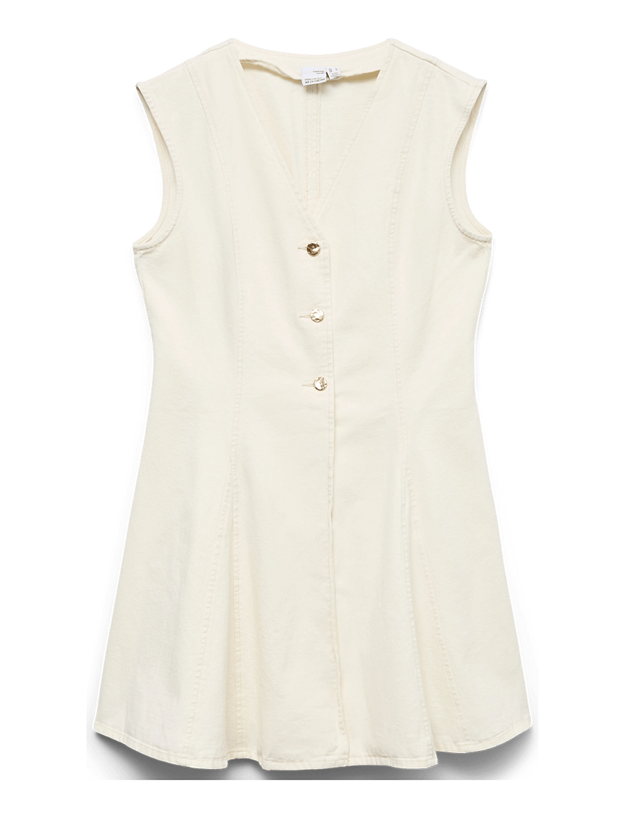 Vero Moda - VMMALLE SL SHORT ECRU DENIM DRESS - sommerkleider - ecru - 1