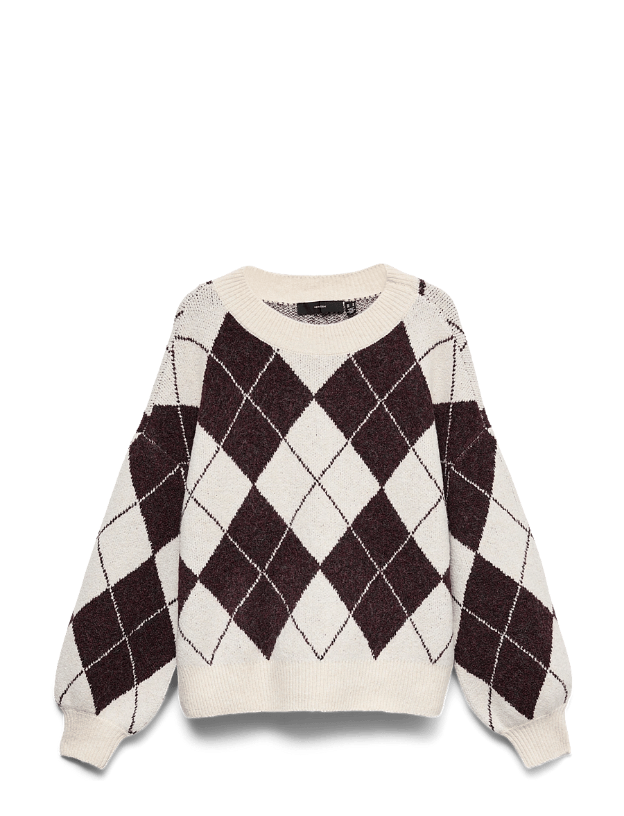Vero Moda - VMDOFFY JAQUARD LS O-NCK PULLOVER NOOS - striktrøjer - birch - 0