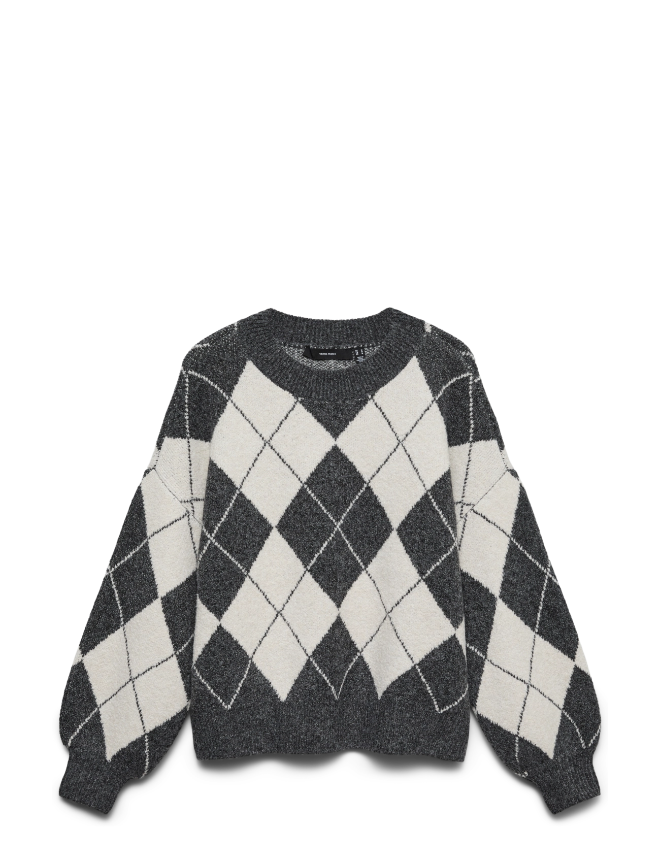 Vero Moda VMDOFFY JAQUARD LS O-NCK PULLOVER NOOS - Strik - DARK GREY MELANGE / grey