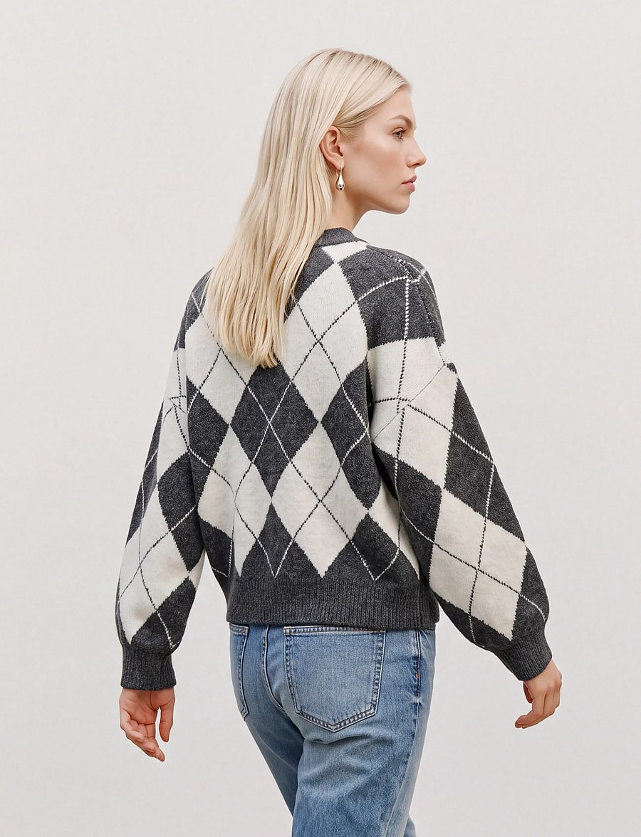 Vero Moda - VMDOFFY JAQUARD LS O-NCK PULLOVER NOOS - striktrøjer - dark grey melange - 2