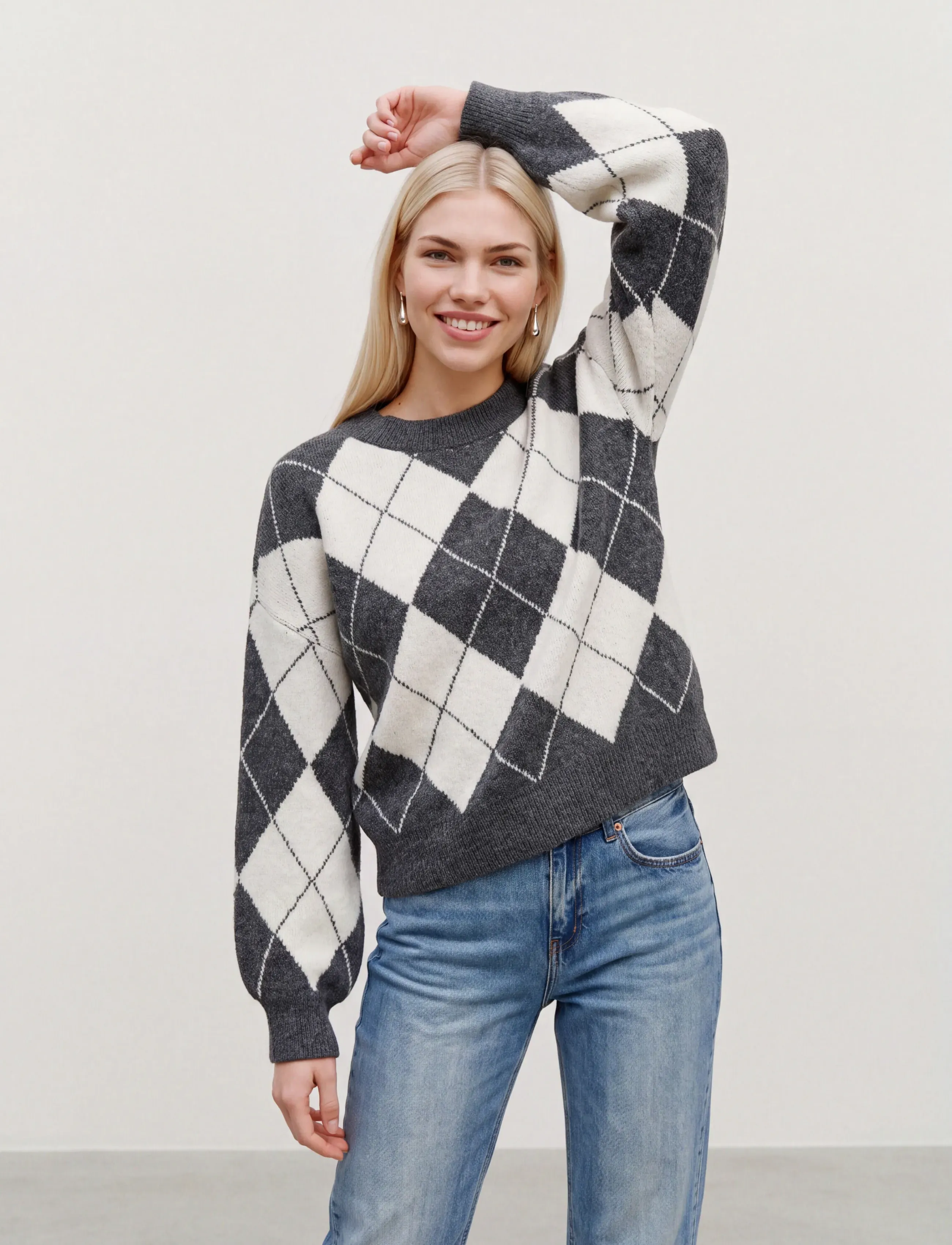 Vero Moda - VMDOFFY JAQUARD LS O-NCK PULLOVER NOOS - autumn clothing - dark grey melange - 3