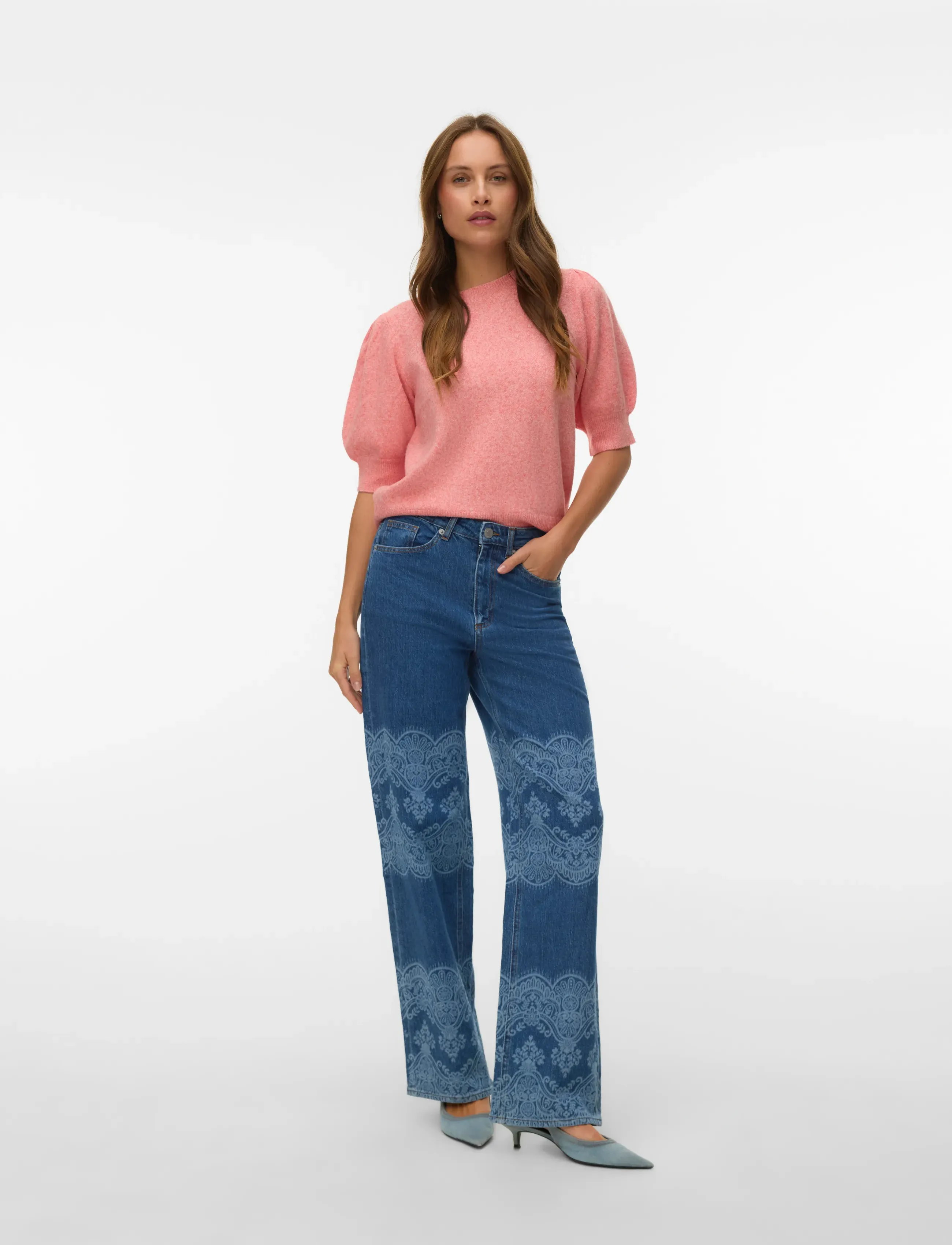 Vero Moda VMTESSA HR WIDE LASER DNM JEANS RA3054 - Kollektionen - MEDIUM BLUE DENIM / blue
