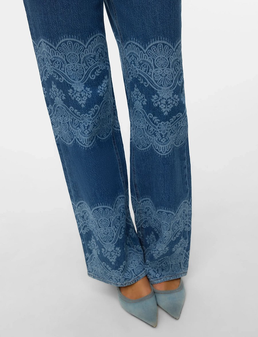 Vero Moda - VMTESSA HR WIDE LASER DNM JEANS RA3054 - hosen mit weitem bein - medium blue denim - 4