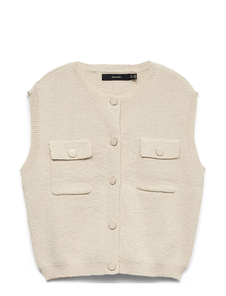 Vero Moda - VMMILENA SL O-NECK VEST BOO - knitted vests - birch - 0