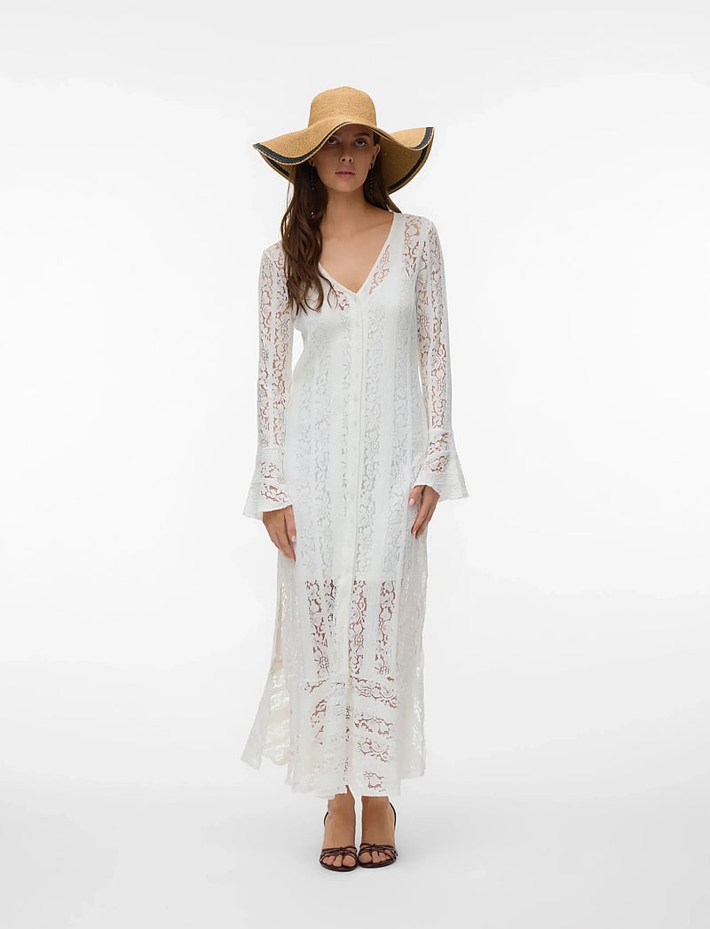 Vero Moda - VMKENNEDY LS ANKLE DRESS JRS EXP - spetsklänningar - cloud dancer - 0