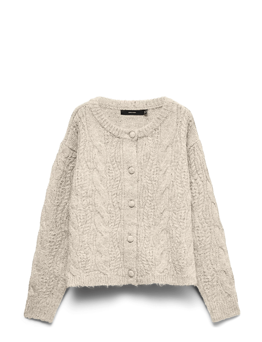 Vero Moda - VMINGRID LS O-NECK CABLE CARDIGAN BOO - koftor - birch - 0