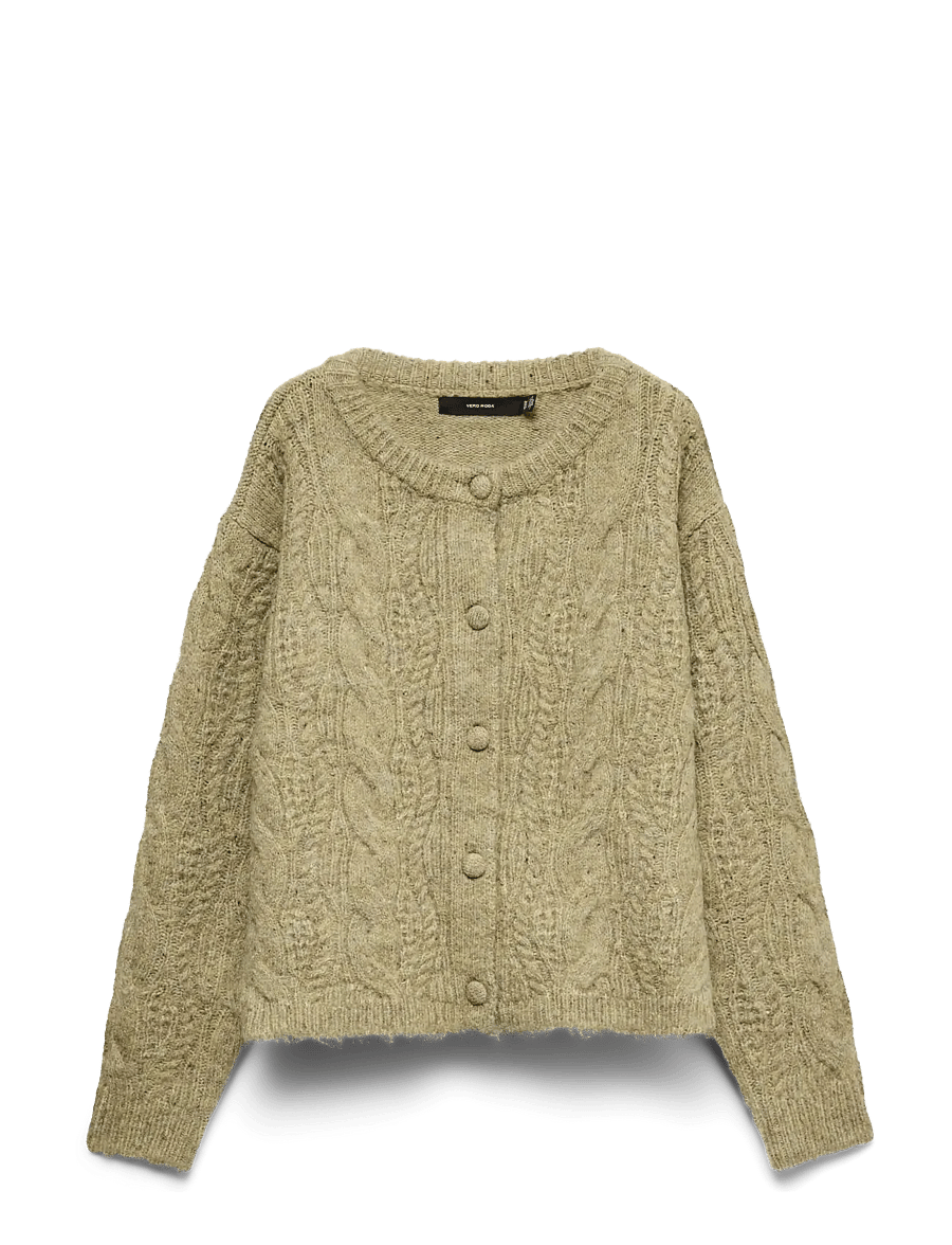 Vero Moda - VMINGRID LS O-NECK CABLE CARDIGAN BOO - oil green - 1