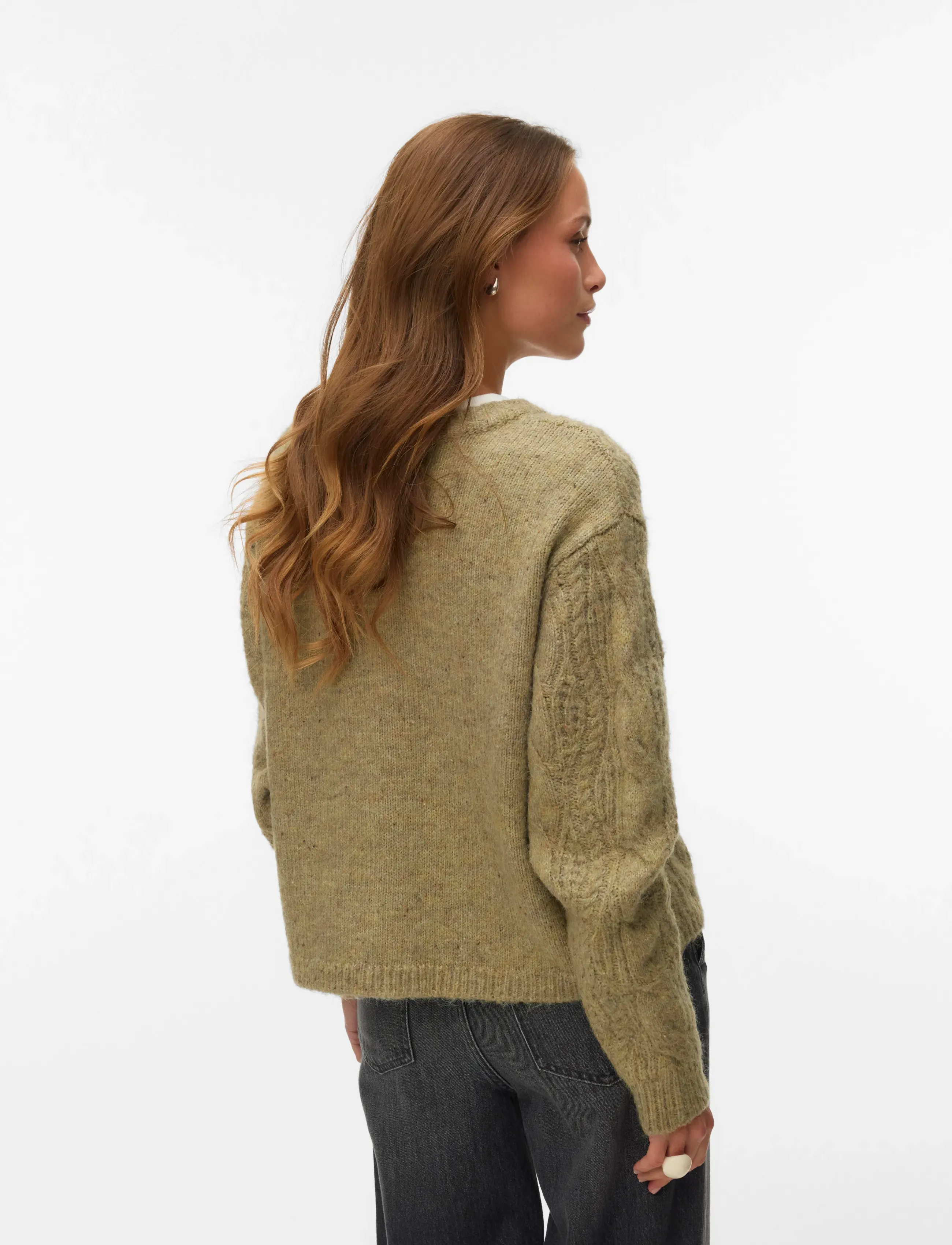 Vero Moda - VMINGRID LS O-NECK CABLE CARDIGAN BOO - oil green - 2