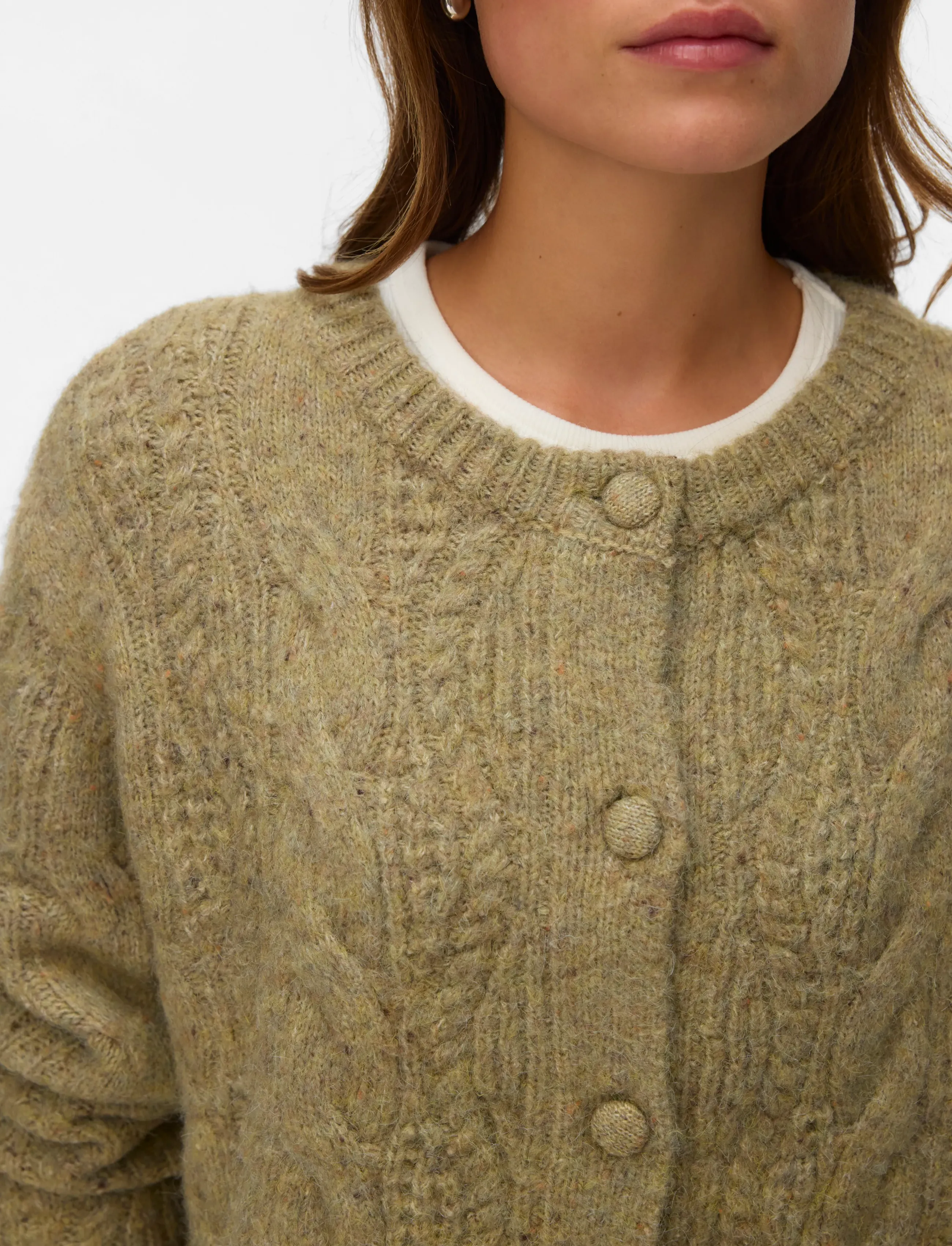 Vero Moda - VMINGRID LS O-NECK CABLE CARDIGAN BOO - oil green - 4