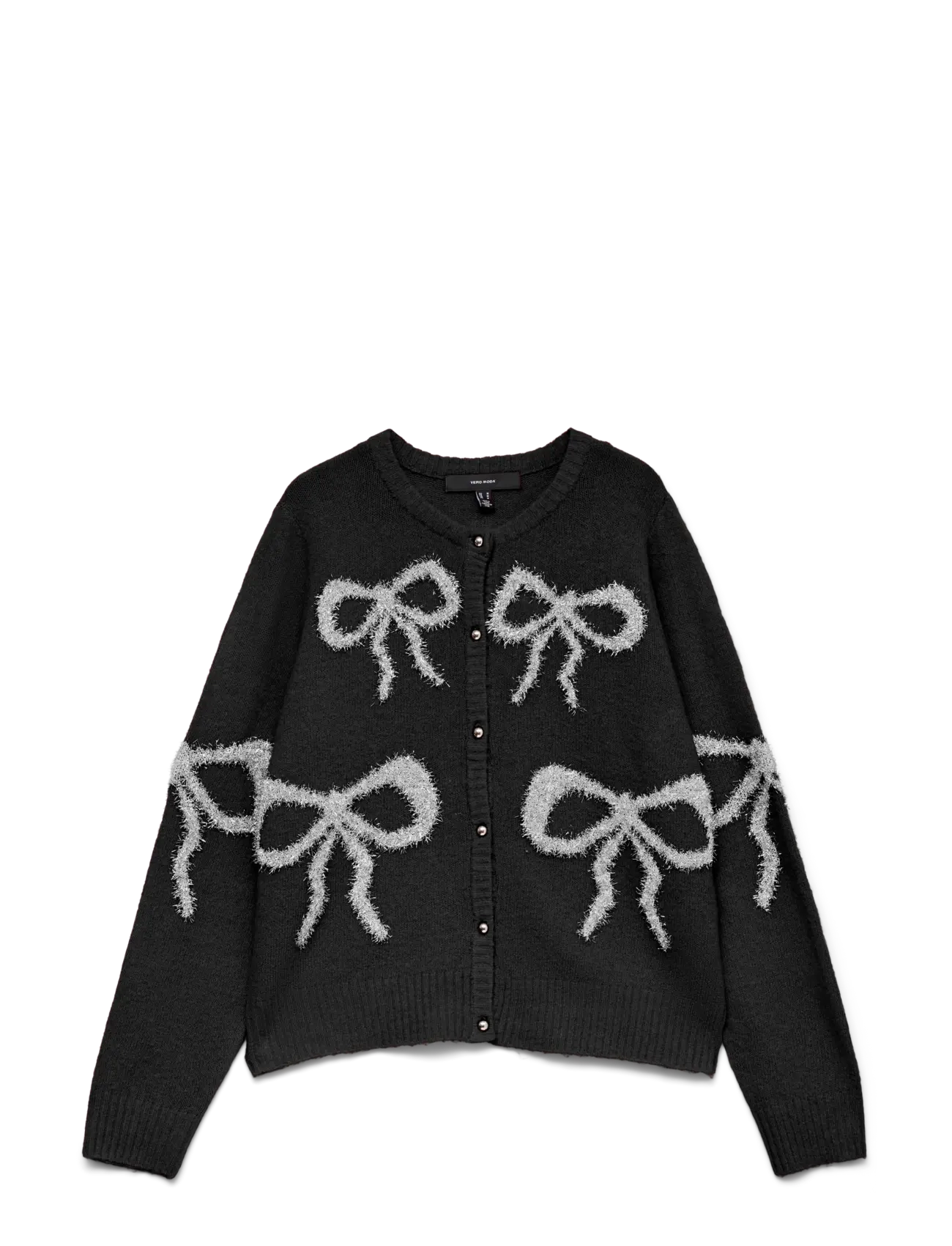 Vero Moda VMSPARKEL BOW LS O-NECK CARDIGAN XMAS - Stickat - BLACK / black