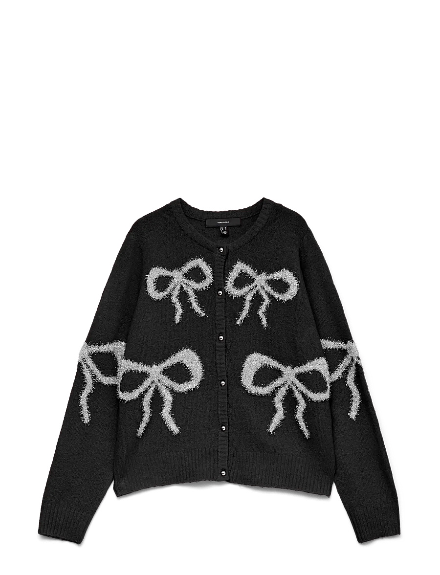 Vero Moda - VMSPARKEL BOW LS O-NECK CARDIGAN XMAS - koftor - black - 1